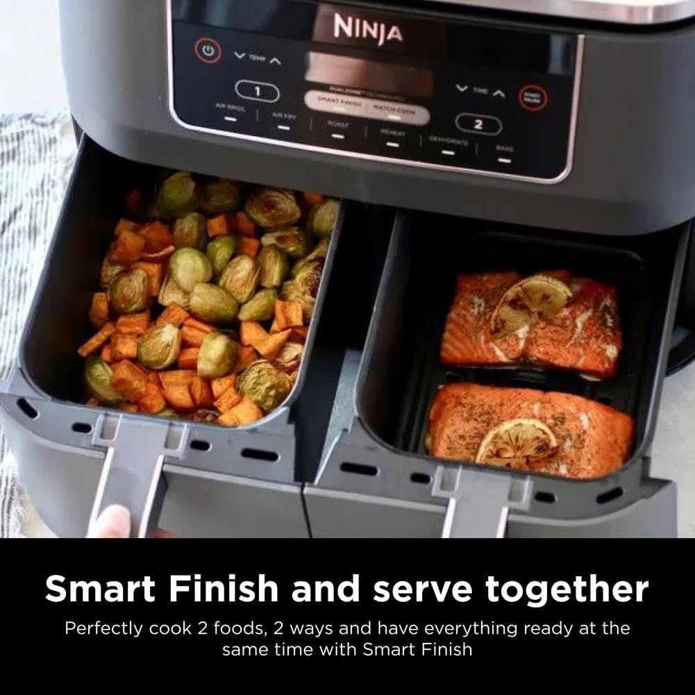 Ninja Air Fryer, Thermometer, Roast, Bake, Air Fry, Crisps, Broil, Reheats, Keep Warm, 10-in-1, Fries, Frozen Food, Veggies, and Meat, Quick Meals, Healthy Meals, Less Oil