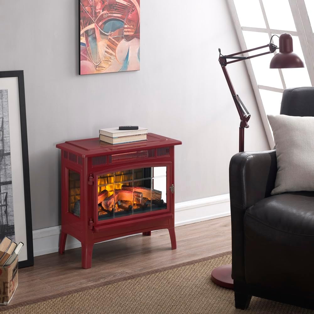 duraflame Freestanding Electric Fireplace Stove Heater with 3D Flame Effect for 1,000 Sq. Ft. Room, Black