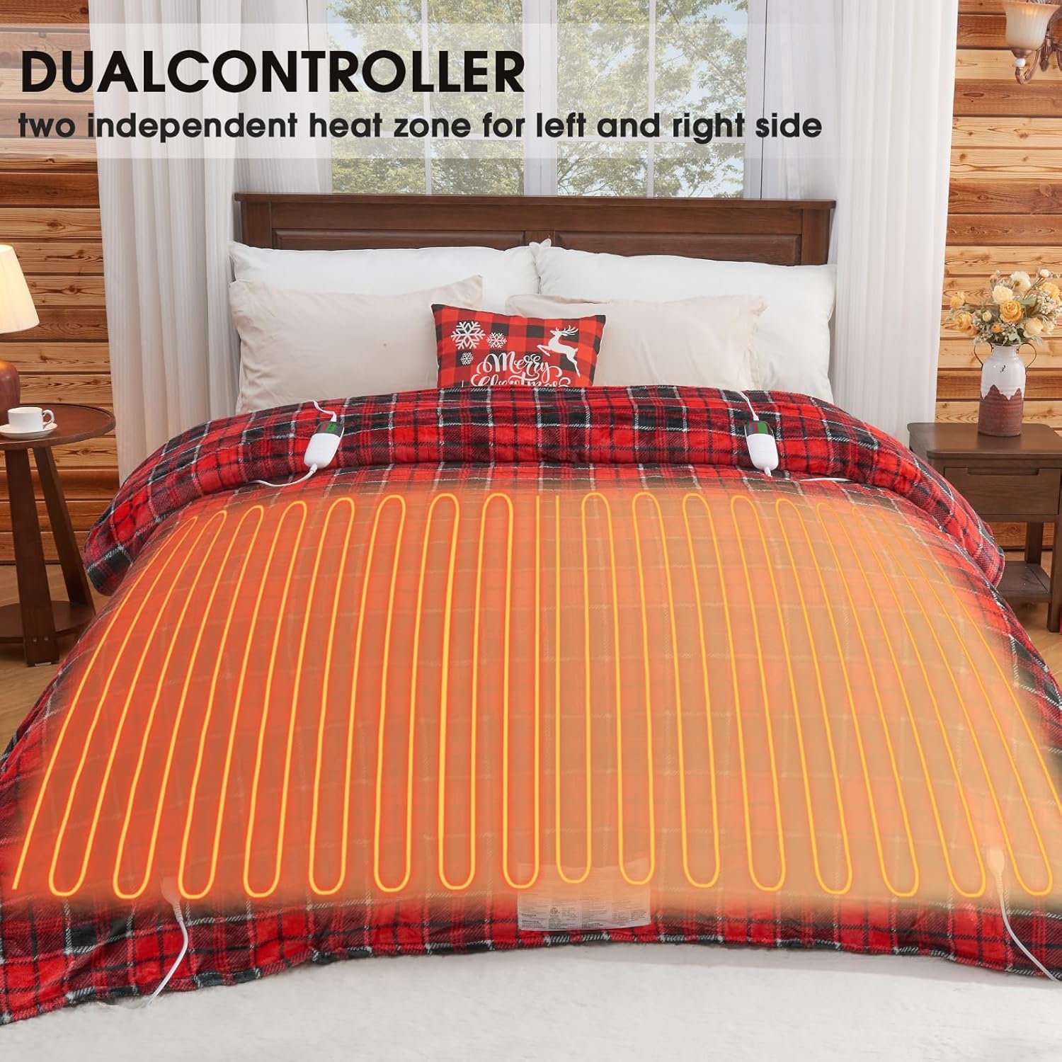 Heated Blanket Electric Throw, 50X60, Heating Throw with 10 Heating Levels/8 Hours Auto Off, Navy Blue Plaid Checkered Sherpa Blanket Warmer for Adults, Washable Blanket Gift for Couch Bed Office, ETL