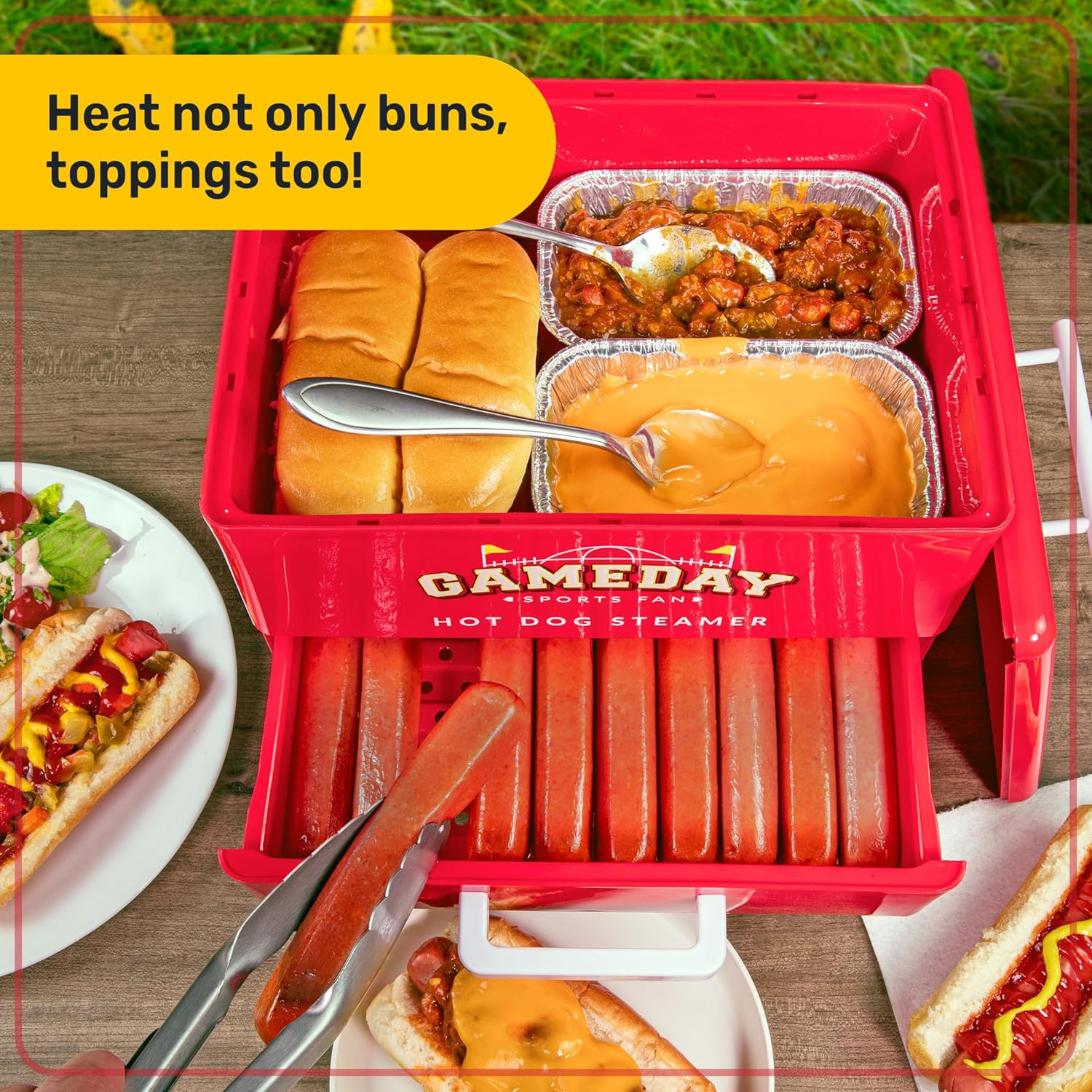 Nostalgia Extra Large Diner-Style Coca-Cola Hot Dog Steamer and Bun Warmer, 24 Hot Dog and 12 Bun Capacity, Steam Bratwursts, Sausages, Vegetables, Fish, Dumplings, Red