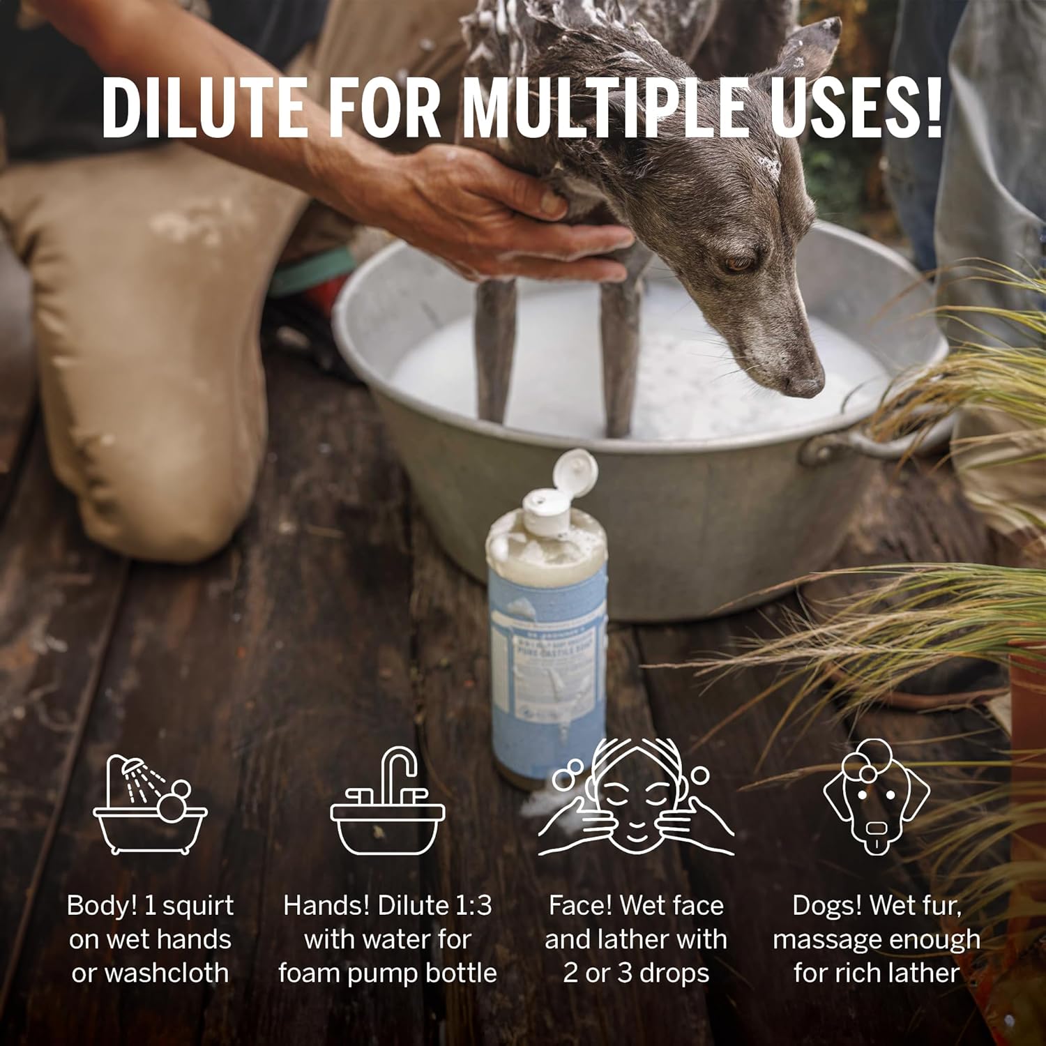 Dr. Bronner's - Pure-Castile Liquid Soap (Baby Unscented, 8 Ounce) - Made with Organic Oils, 18-in-1 Uses: Face, Hair, Laundry, Dishes, For Sensitive Skin, Babies, No Added Fragrance, Vegan, Non-GMO