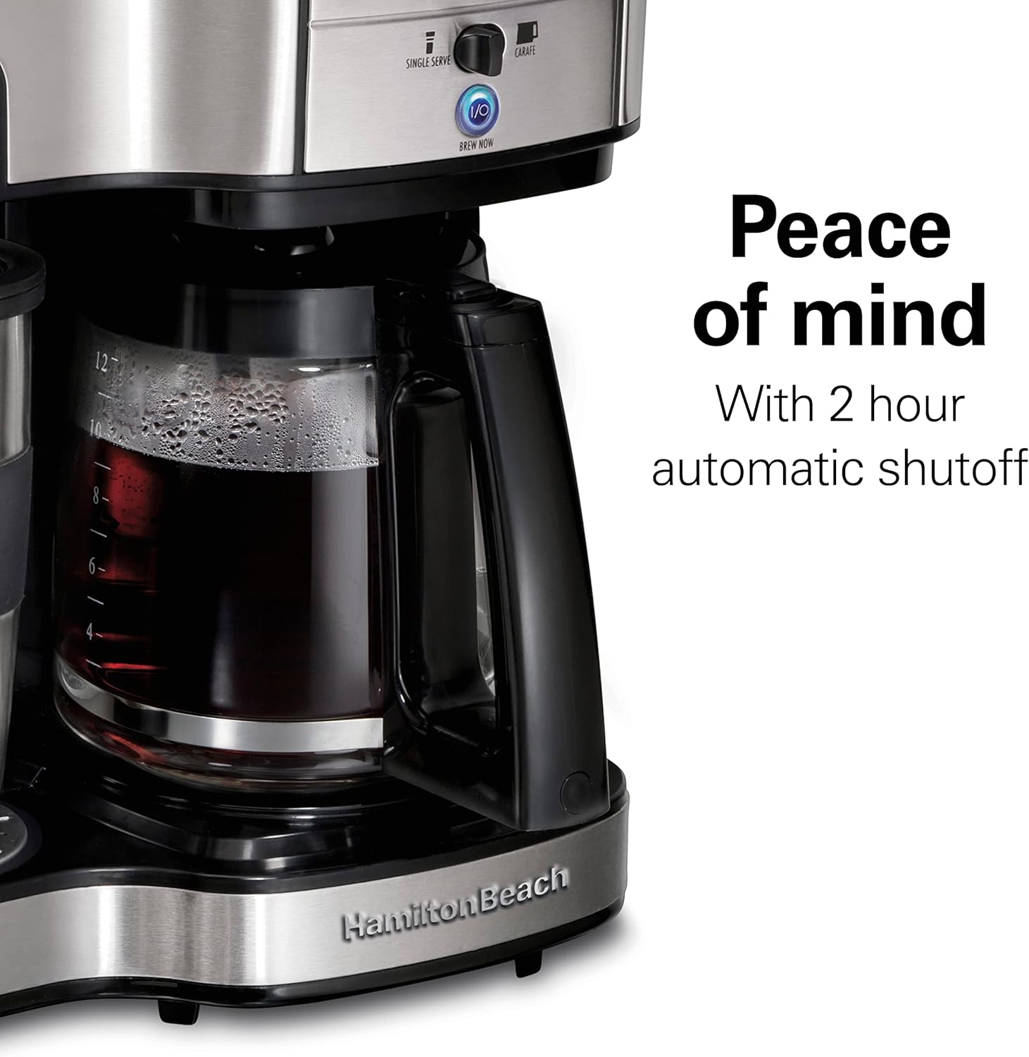 Hamilton Beach 2-Way 12 Cup Programmable Drip Coffee Maker & Single Serve Machine, Glass Carafe, Auto Pause and Pour, Black (49980R)