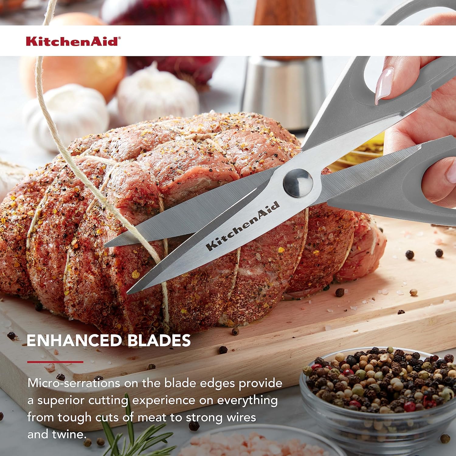 KitchenAid All Purpose Kitchen Shears with Protective Sheath for Everyday use, Dishwasher Safe Stainless Steel Scissors with Comfort Grip, 8.72-Inch, Black