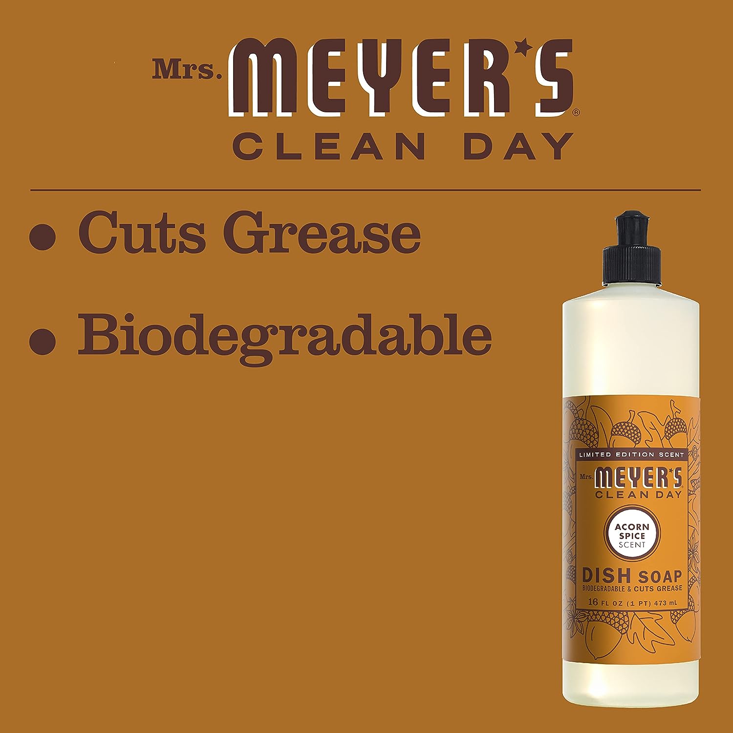 Mrs. Meyer's Liquid Dish Soap, Biodegradable Formula, Lemon Verbena, 16 Fl. Oz - Pack Of 3