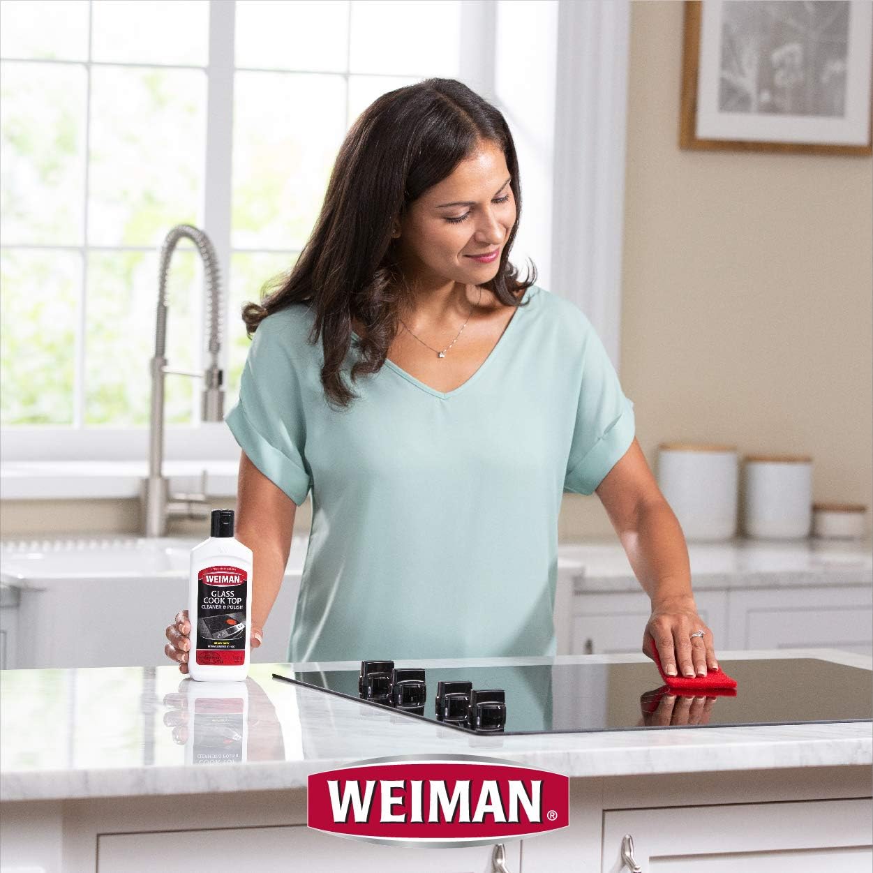 Weiman Non-Abrasive, No Scratch Induction Glass Ceramic Stove Cooktop Heavy Duty Cleaner and Polish, 20 Ounce