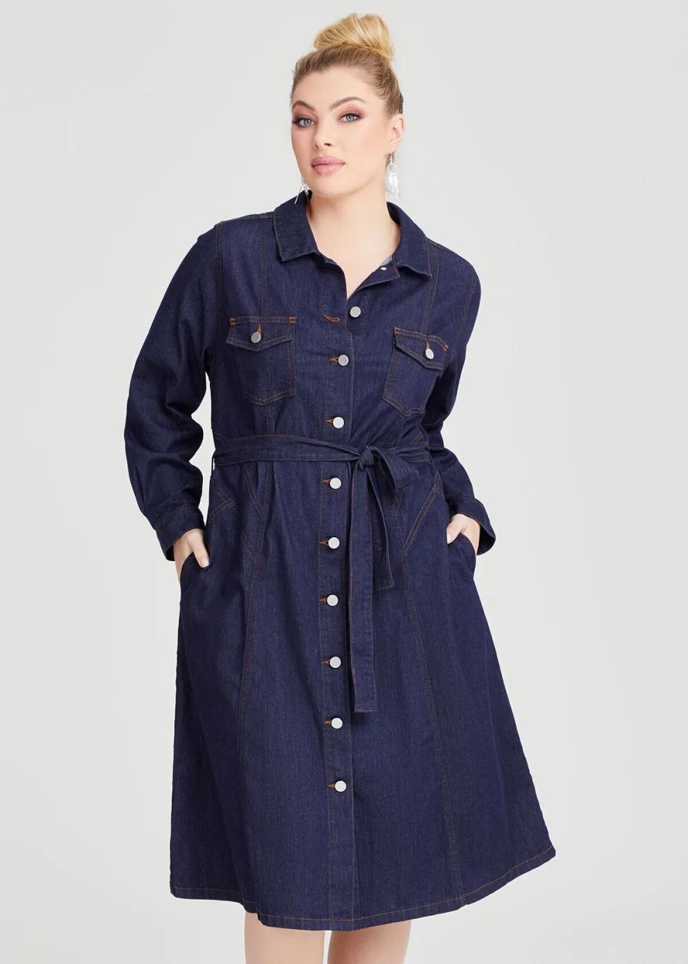 Cotton Chambray Shirt Dress
