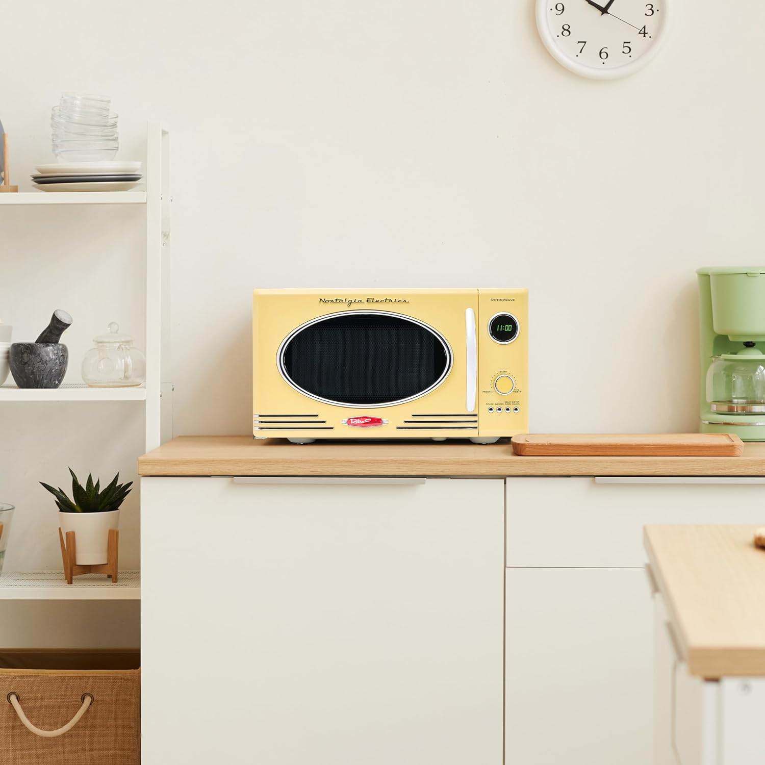 Nostalgia Retro Compact Countertop Microwave Oven - 0.7 Cu. Ft. - 700-Watts with LED Digital Display - Child Lock - Easy Clean Interior - Aqua