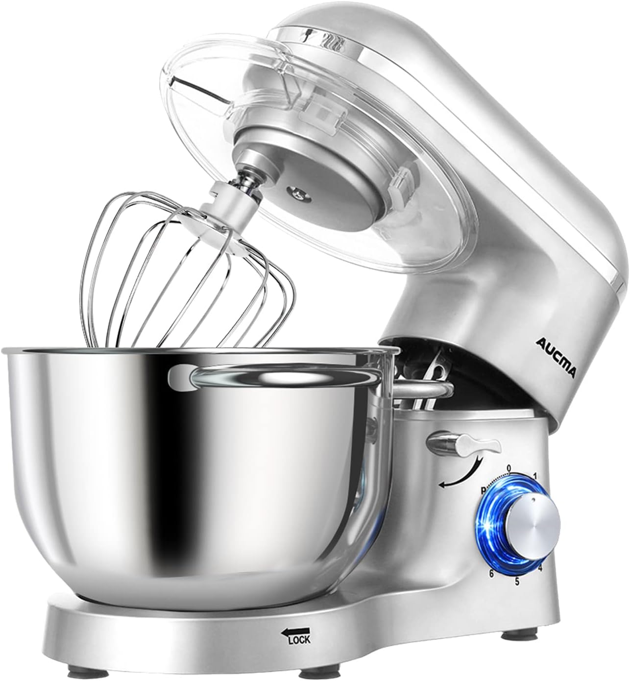 Aucma Stand Mixer,6.5-QT 660W 6-Speed Tilt-Head Food Mixer, Kitchen Electric Mixer with Dough Hook, Wire Whip & Beater (6.5QT, Black)