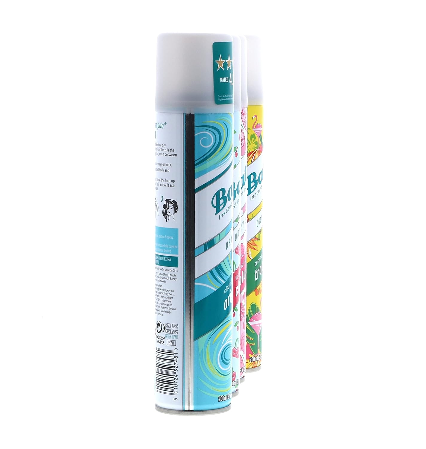 Batiste Dry Shampoo Original, Cherry, Blush, Tropical (4 pack) 6.73 oz