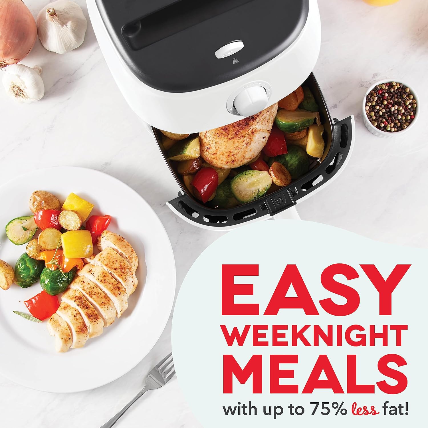DASH Tasti-Crisp™ Electric Air Fryer Oven, 2.6 Qt., Aqua – Compact Air Fryer for Healthier Food in Minutes, Ideal for Small Spaces - Auto Shut Off, Analog, 1000-Watt
