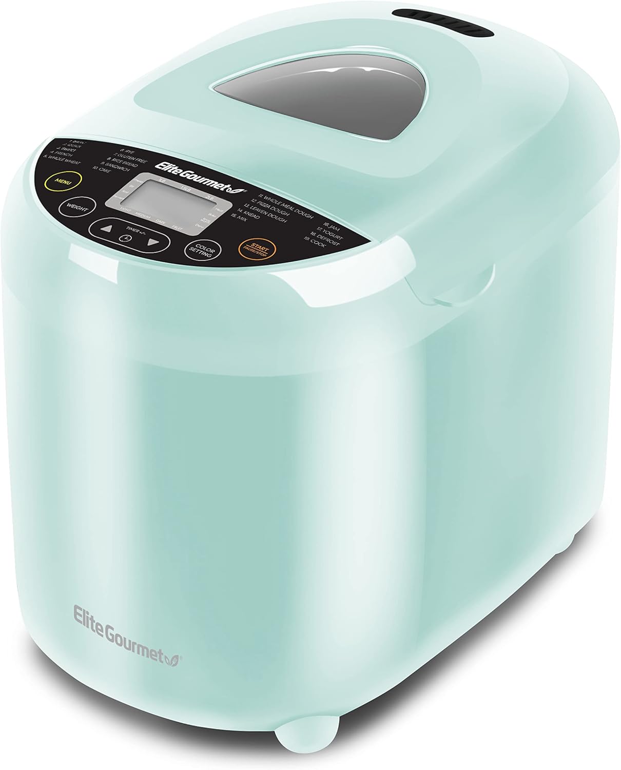 Elite Gourmet EBM8103B Programmable Bread Maker Machine 3 Loaf Sizes, 19 Menu Functions Gluten Free White Wheat Rye French and more, 2 Lbs, Black
