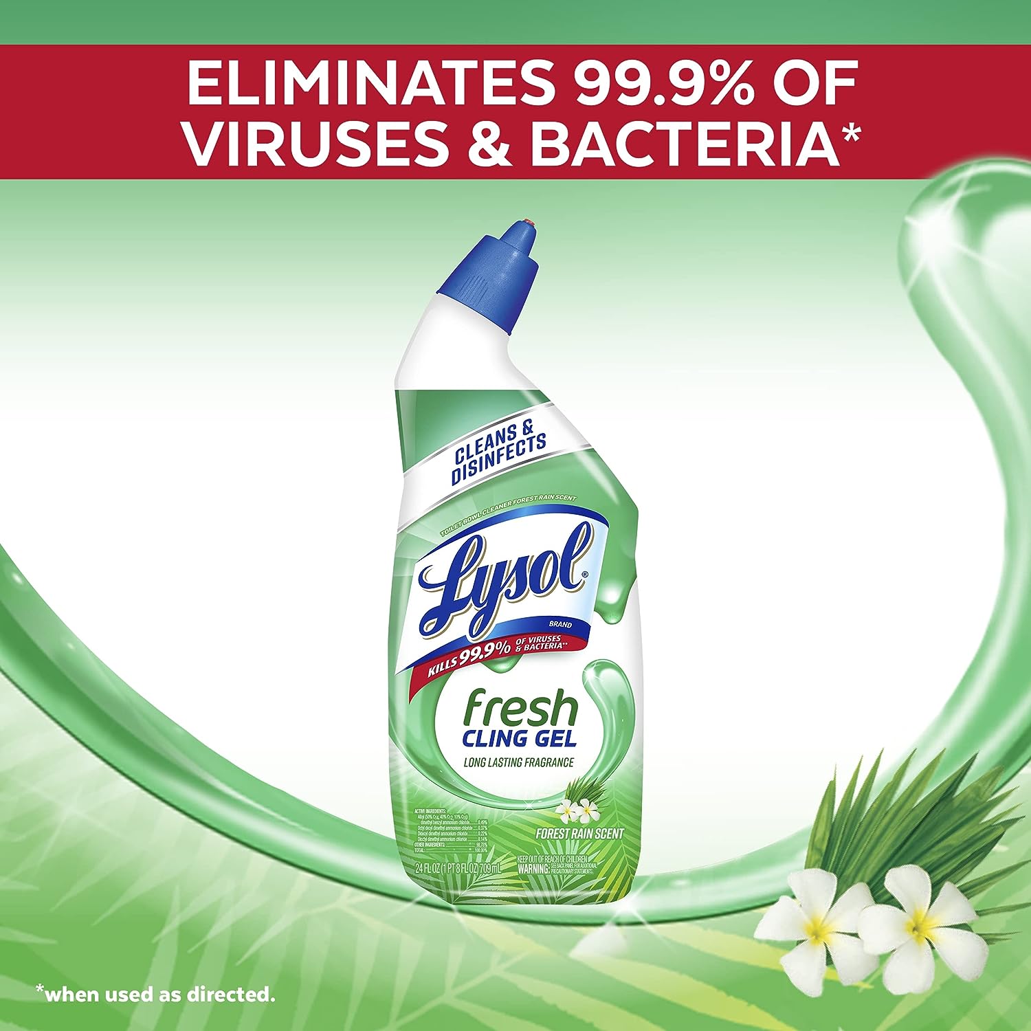 Lysol Cling Gel Toilet Bowl Cleaner, Country Scent, 24 Fl Oz (Pack of 3)