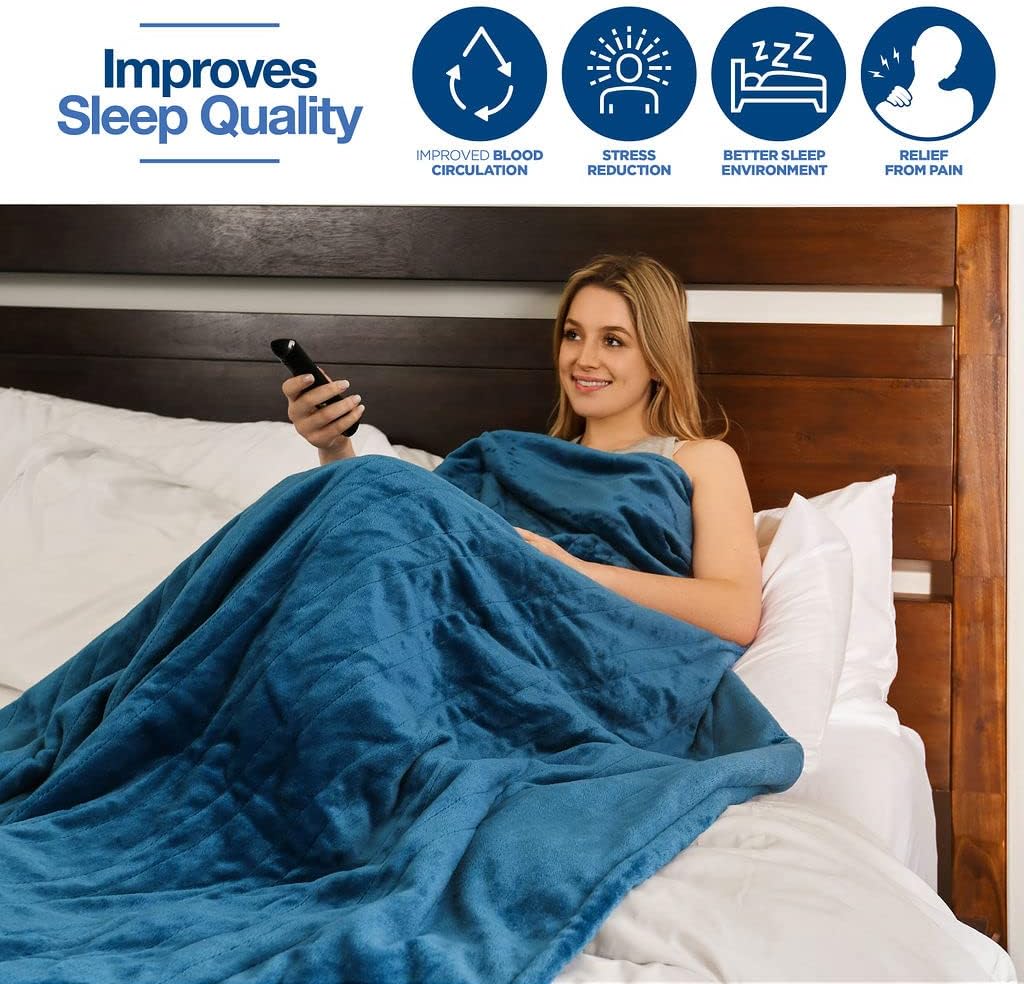 Medical king Heated Blanket, Machine Washable Extremely Soft & Comfortable Electric Blanket Throw Fast Heating with Hand Controller 10 Heating Settings & auto Shut-Off (Gray, 50 x 60)