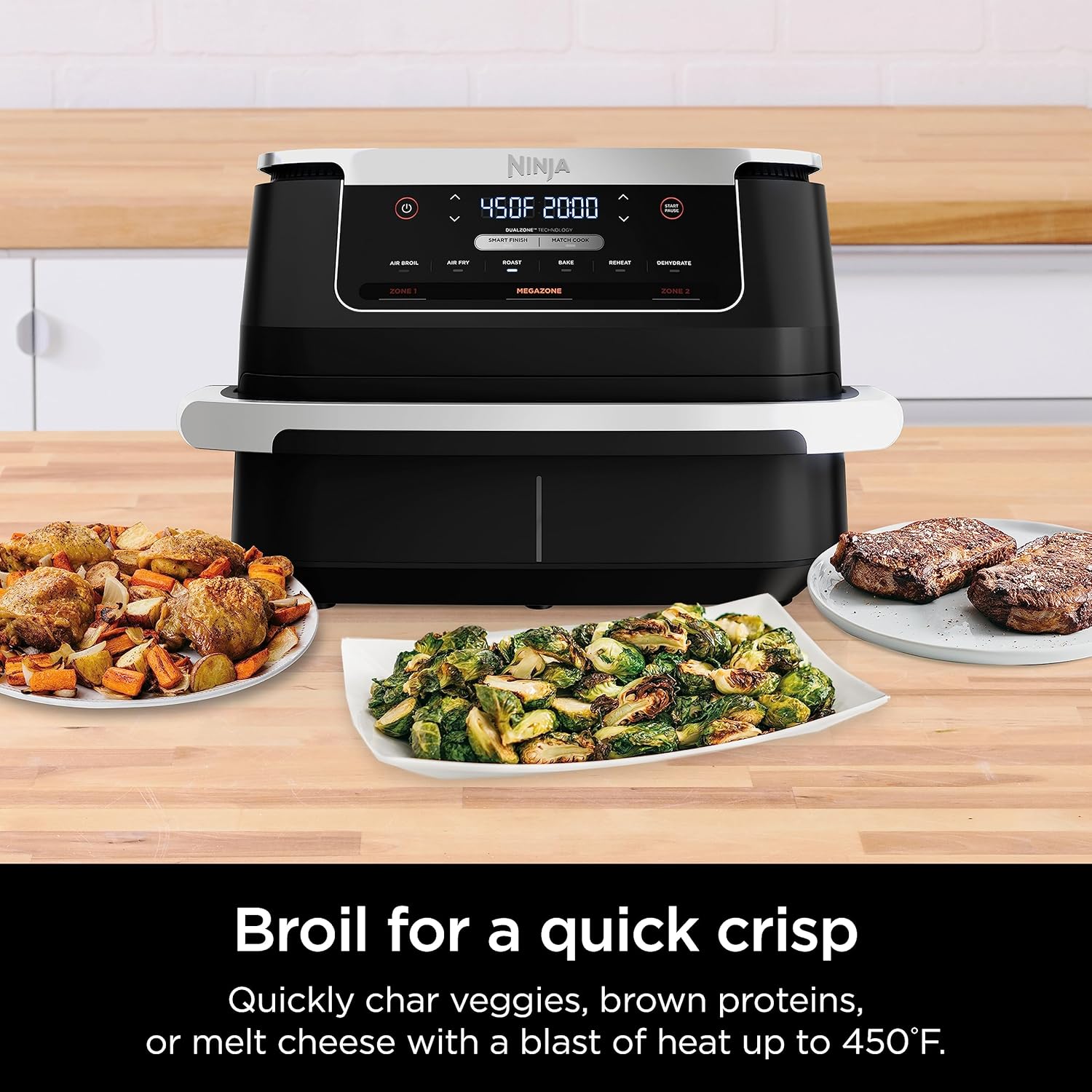 Ninja Air Fryer, Thermometer, Roast, Bake, Air Fry, Crisps, Broil, Reheats, Keep Warm, 10-in-1, Fries, Frozen Food, Veggies, and Meat, Quick Meals, Healthy Meals, Less Oil