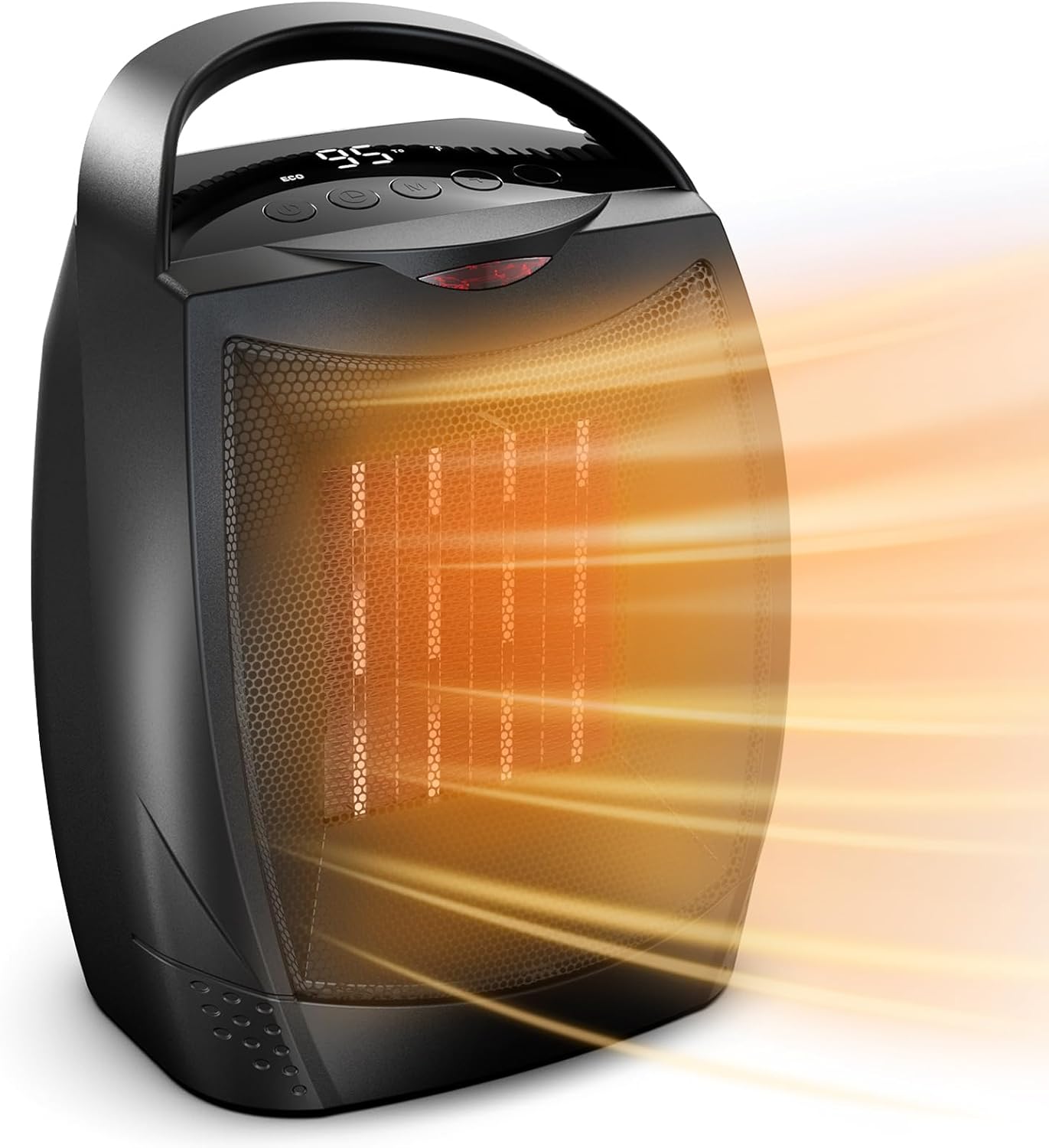 GiveBest Portable Electric Space Heater with Thermostat, 1500W/750W Safe and Quiet Ceramic Heater Fan, Heat Up 200 Square Feet for Office Room Desk Indoor Use, Silver