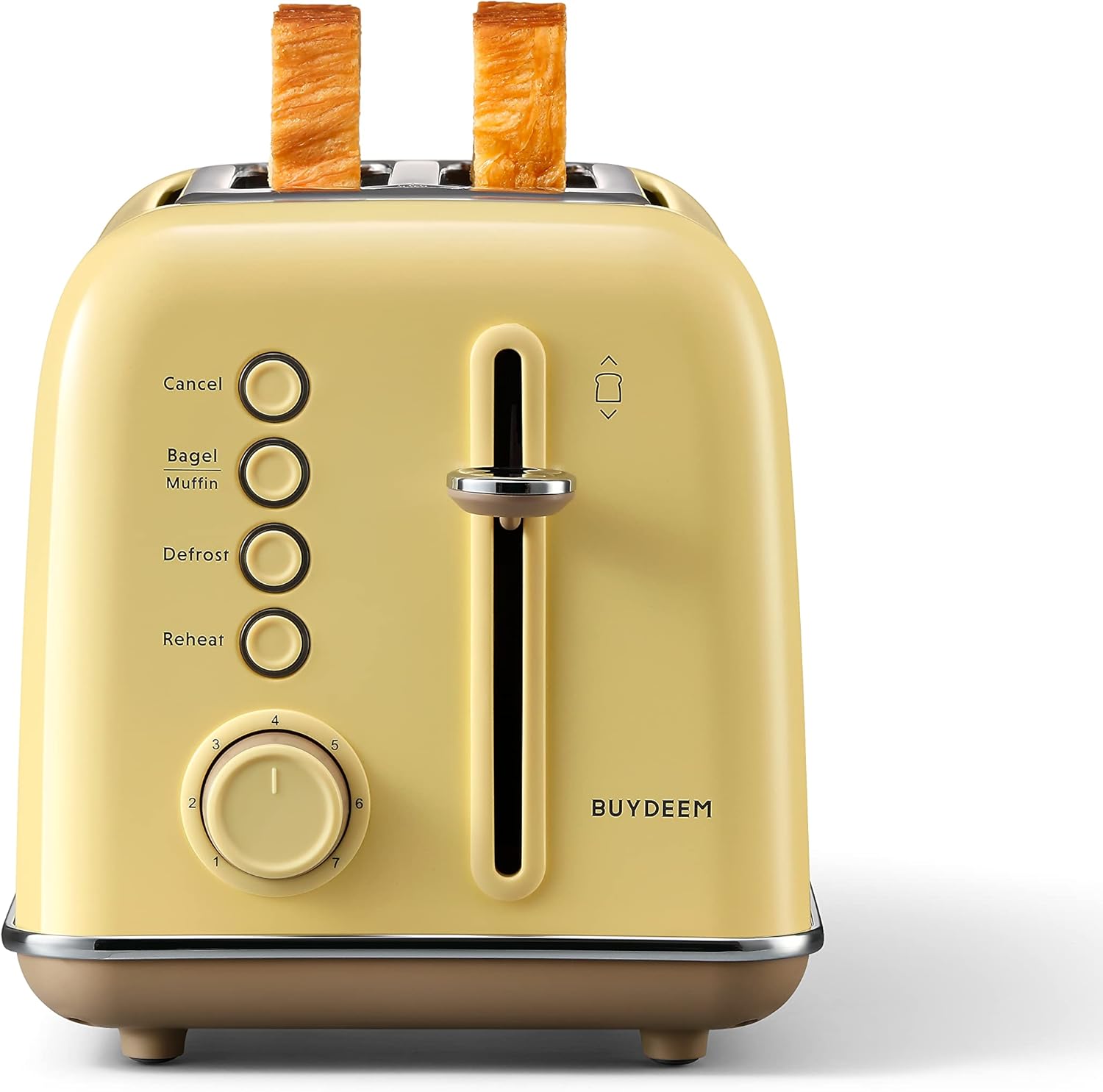 BUYDEEM DT620 2-Slice Toaster, Extra Wide Slots, Retro Stainless Steel with High Lift Lever, Bagel and Muffin Function, Removal Crumb Tray, 7-Shade Settings,Stainless Steel