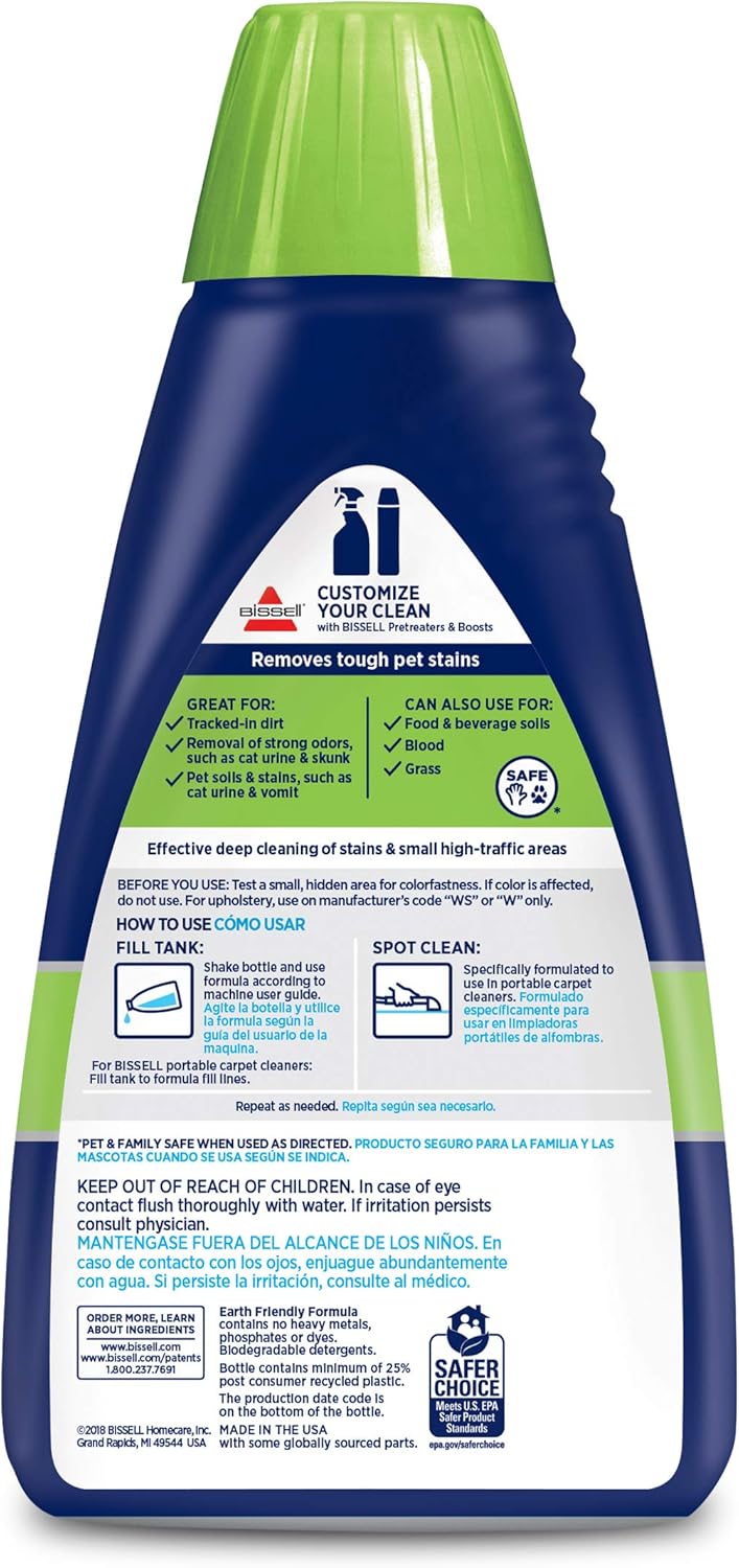 Bissell® PET PRO OXY Spot & Stain Formula for Portable Carpet Cleaners, 32 oz., 2034
