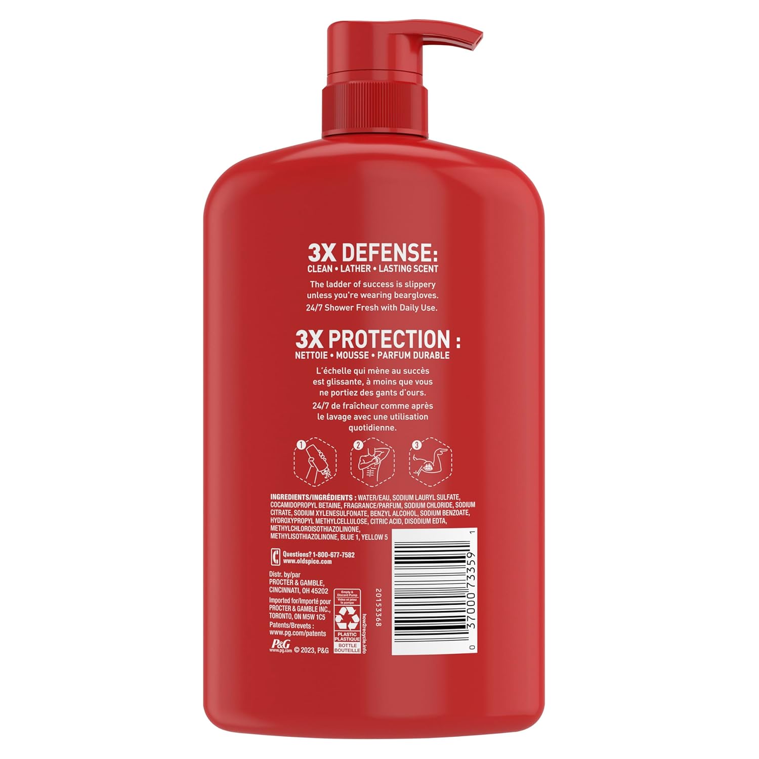 Old Spice Body Wash for Men, 24/7 Shower Fresh with Lasting Scent, Red Collection, Swagger with Cedarwood Scent, 24 fl oz (Pack of 2)
