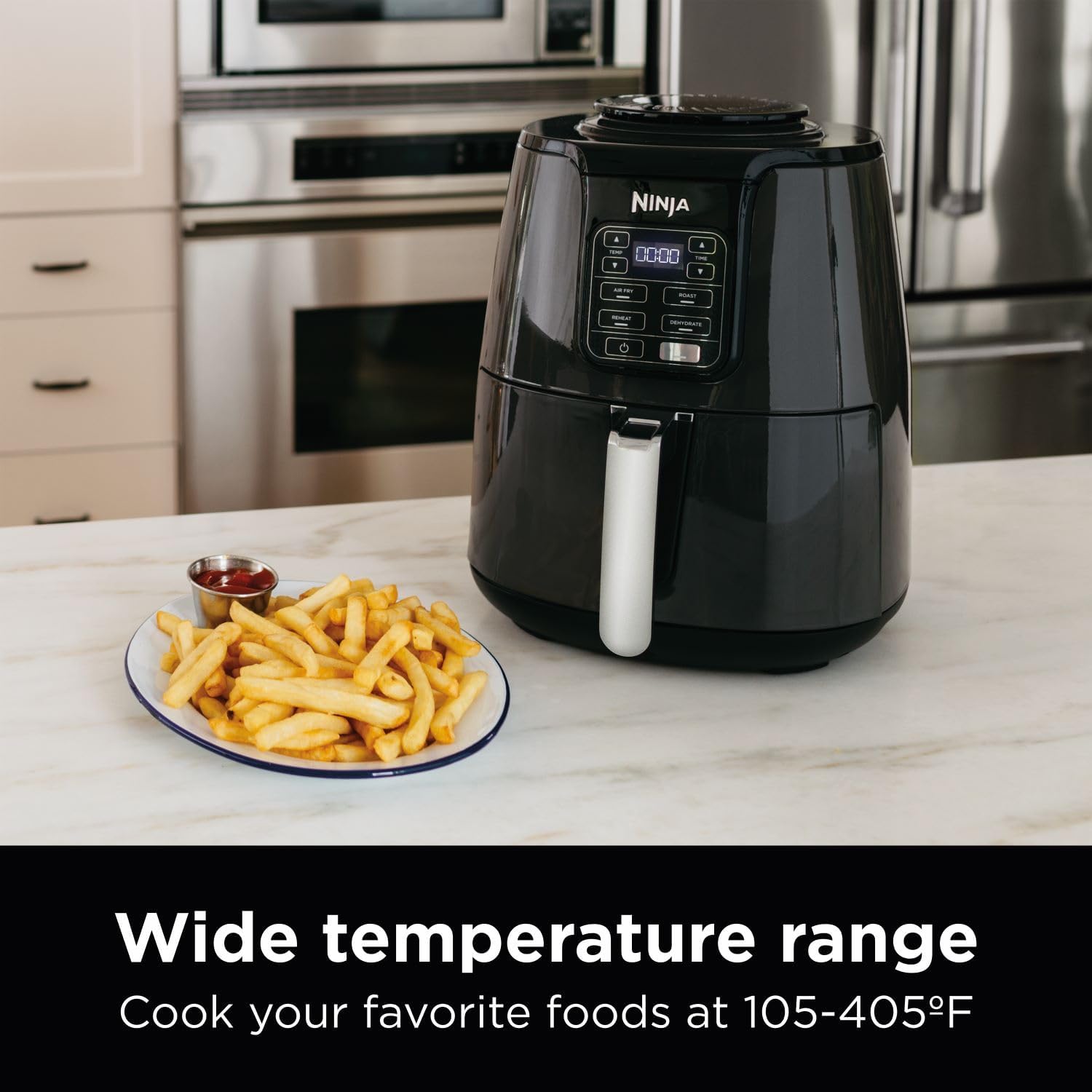 Ninja Air Fryer, Roast, Bake, Air Fry, Roast, Broil, Reheats, & Dehydrates, 4-in-1, Fries, Frozen Food, Veggies, and Juicy Meat, Less Oil, Easy Meals, Healthy Meals