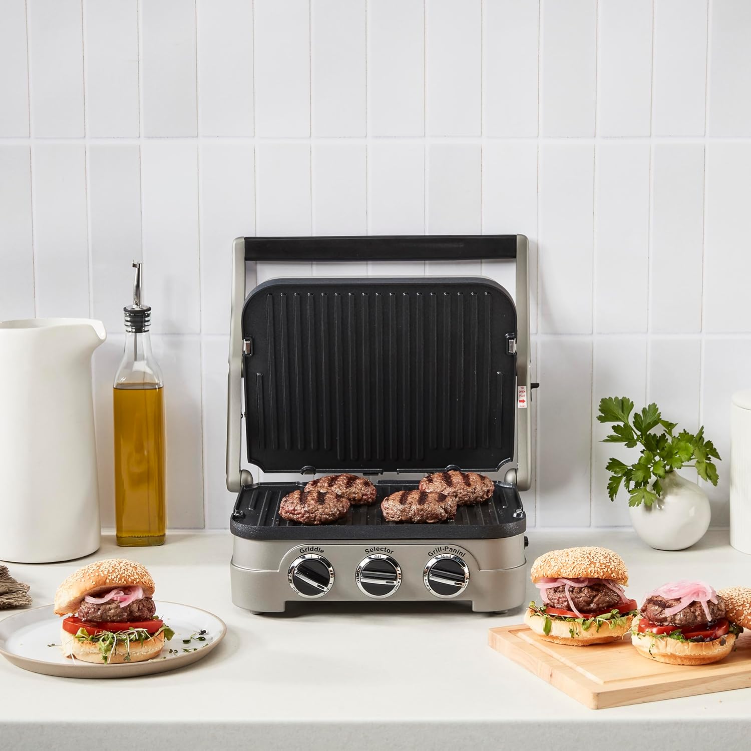 Cuisinart Panini Press, Stainless Steel Griddler, Sandwich Maker & More, 5-IN-1, GR-4NP1