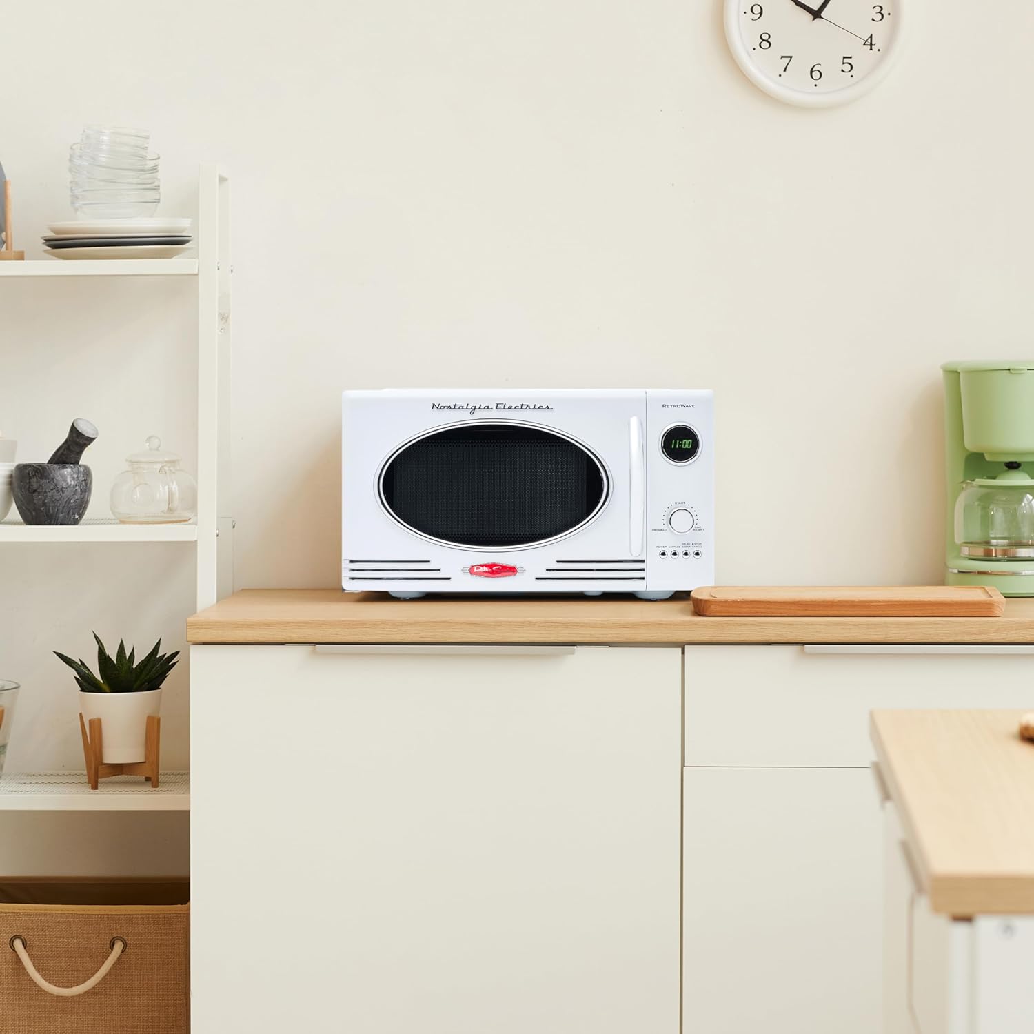 Nostalgia Retro Compact Countertop Microwave Oven - 0.7 Cu. Ft. - 700-Watts with LED Digital Display - Child Lock - Easy Clean Interior - Aqua