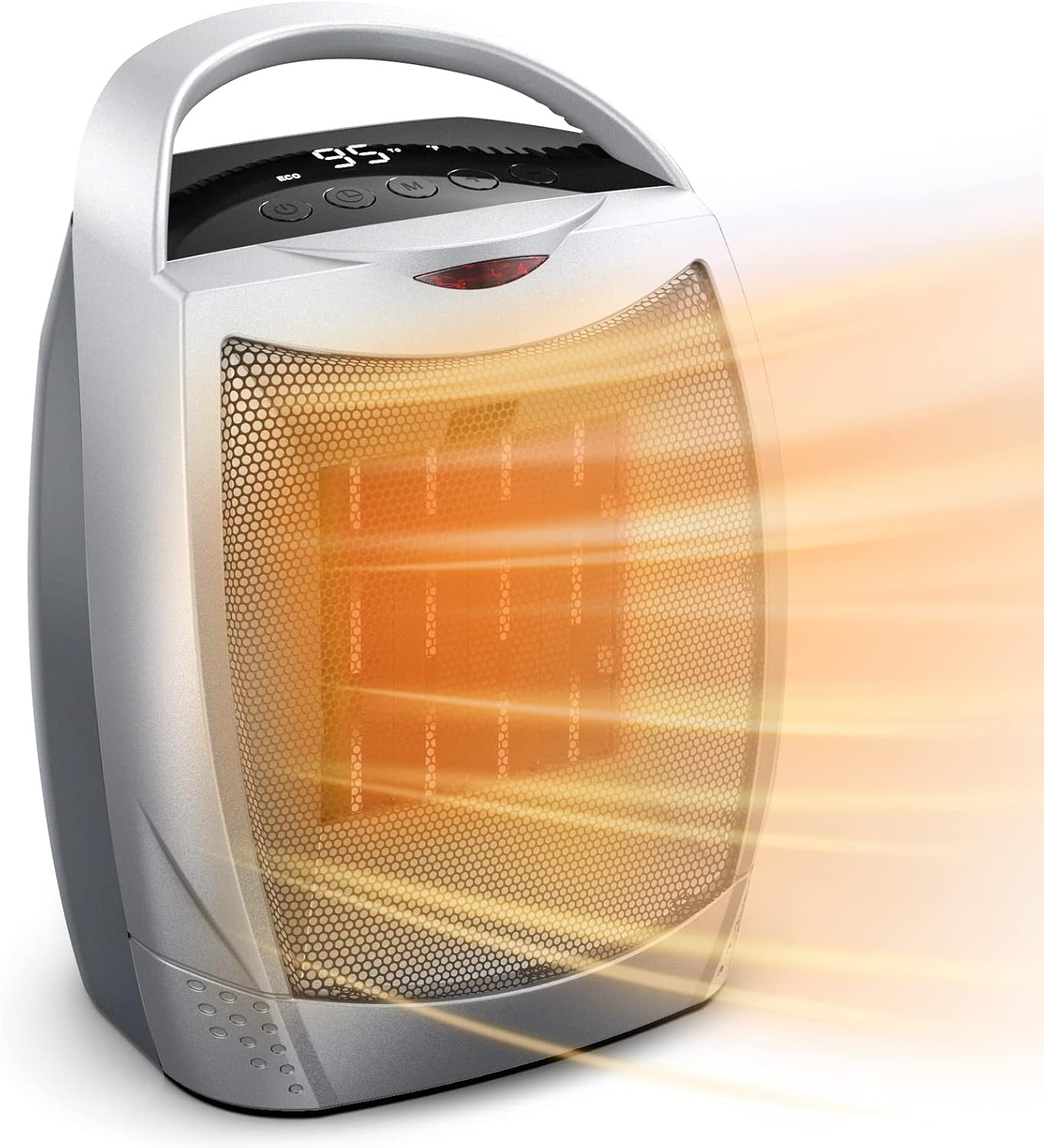 GiveBest Portable Electric Space Heater with Thermostat, 1500W/750W Safe and Quiet Ceramic Heater Fan, Heat Up 200 Square Feet for Office Room Desk Indoor Use, Silver