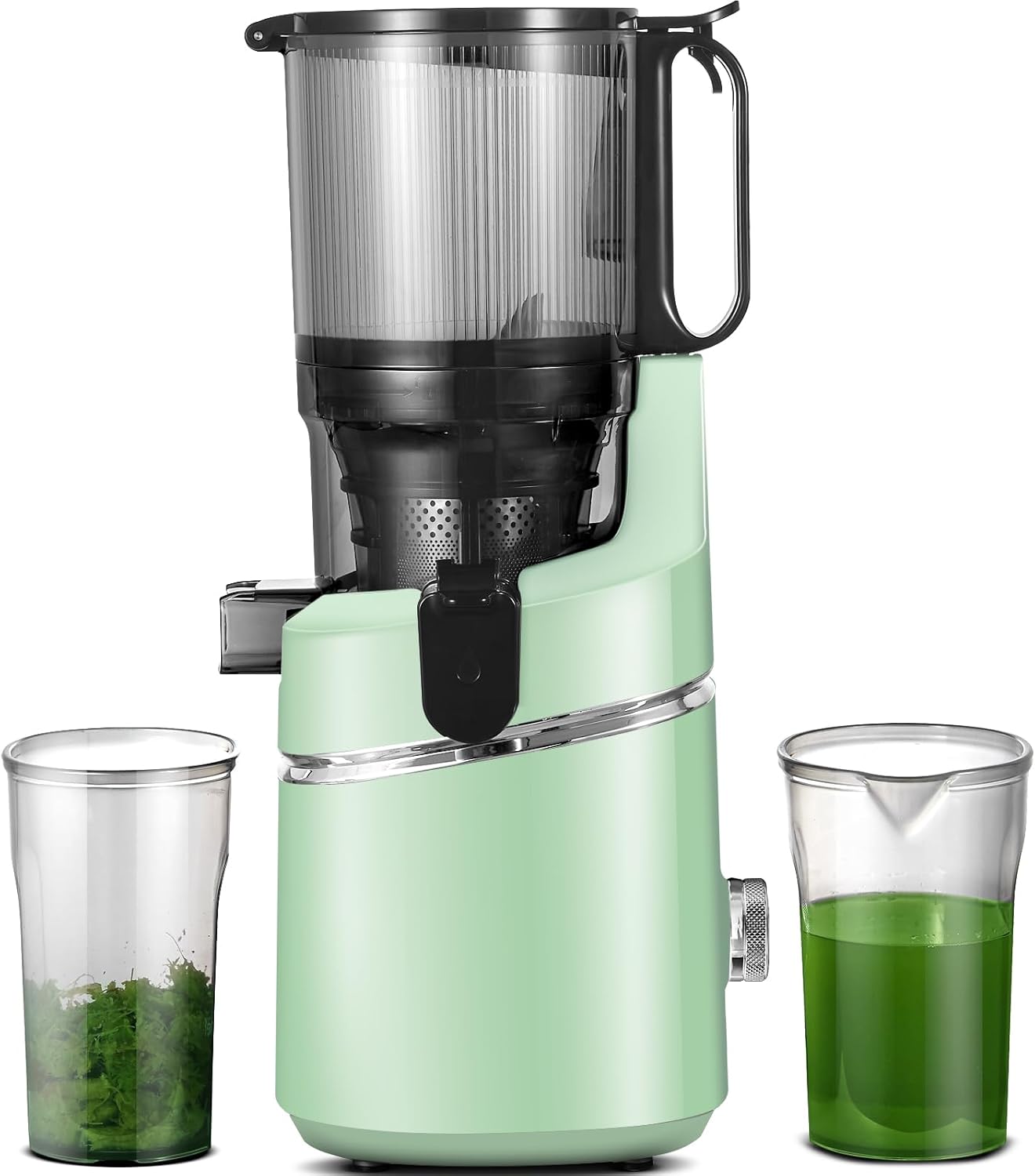 Juicer Machines, AMZCHEF 5.3-Inch Self-Feeding Masticating Juicer Fit Whole Fruits & Vegetables, Cold Press Electric Juicer Machines with High Juice Yield, Easy Cleaning, BPA Free, 250W, Black