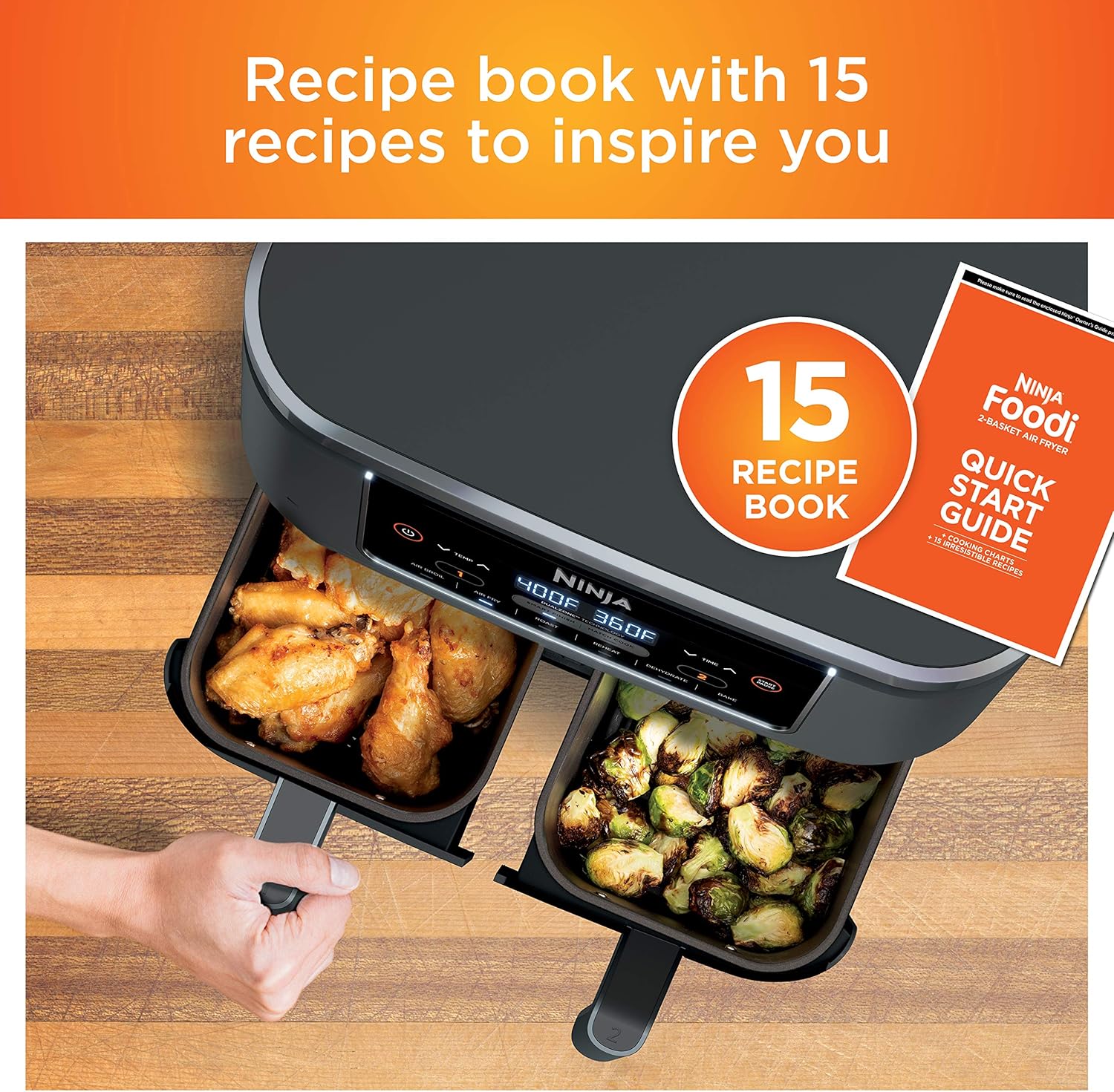 Ninja Air Fryer, Thermometer, Roast, Bake, Air Fry, Crisps, Broil, Reheats, Keep Warm, 10-in-1, Fries, Frozen Food, Veggies, and Meat, Quick Meals, Healthy Meals, Less Oil