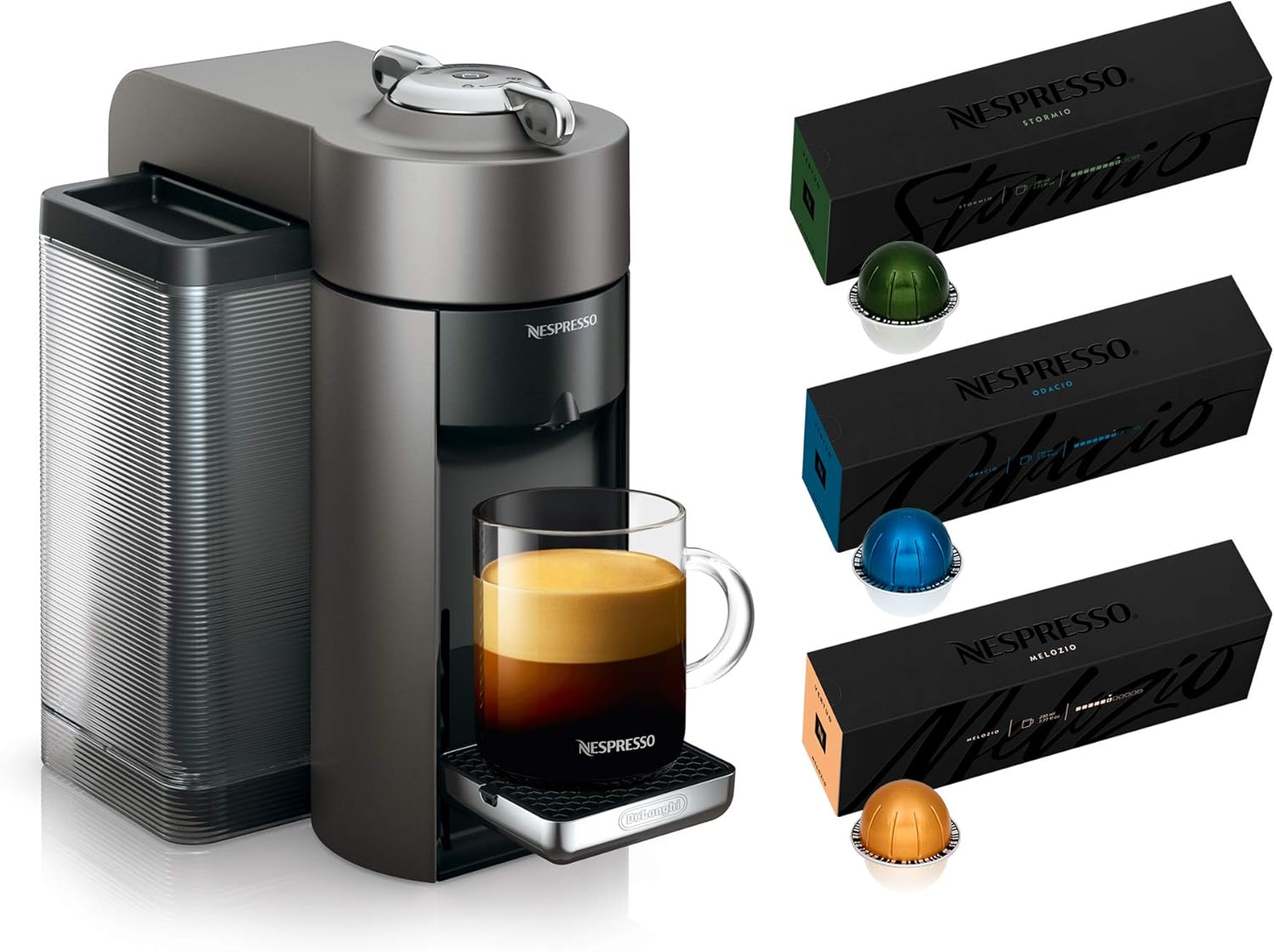 Nespresso Vertuo Coffee and Espresso Maker,1597 ml, by De'Longhi, Graphite Metal