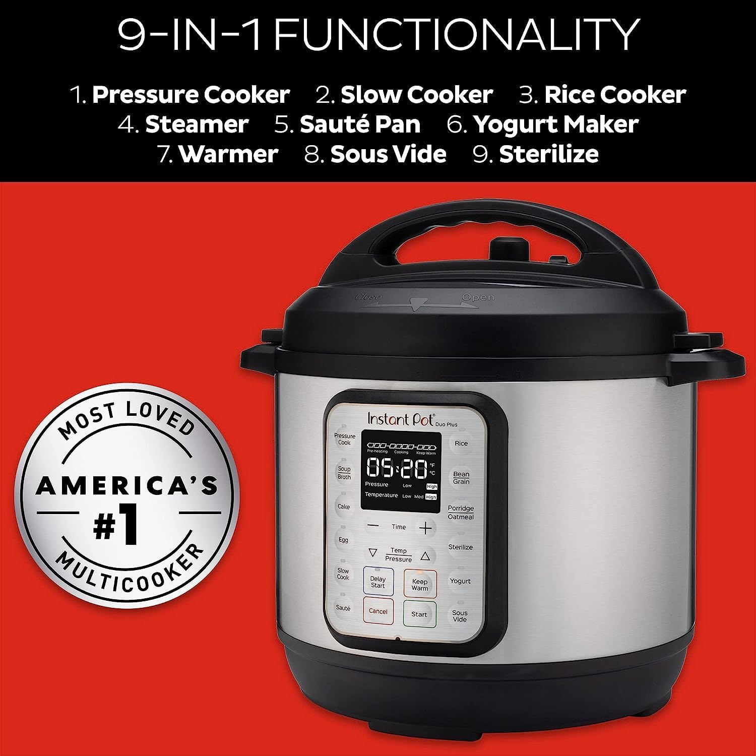Instant Pot Pro 10-in-1 Pressure Cooker, Slow Cooker, Rice/Grain Cooker, Steamer, Sauté, Sous Vide, Yogurt Maker, Sterilizer, and Warmer, Includes App With Over 800 Recipes, Black, 6 Quart