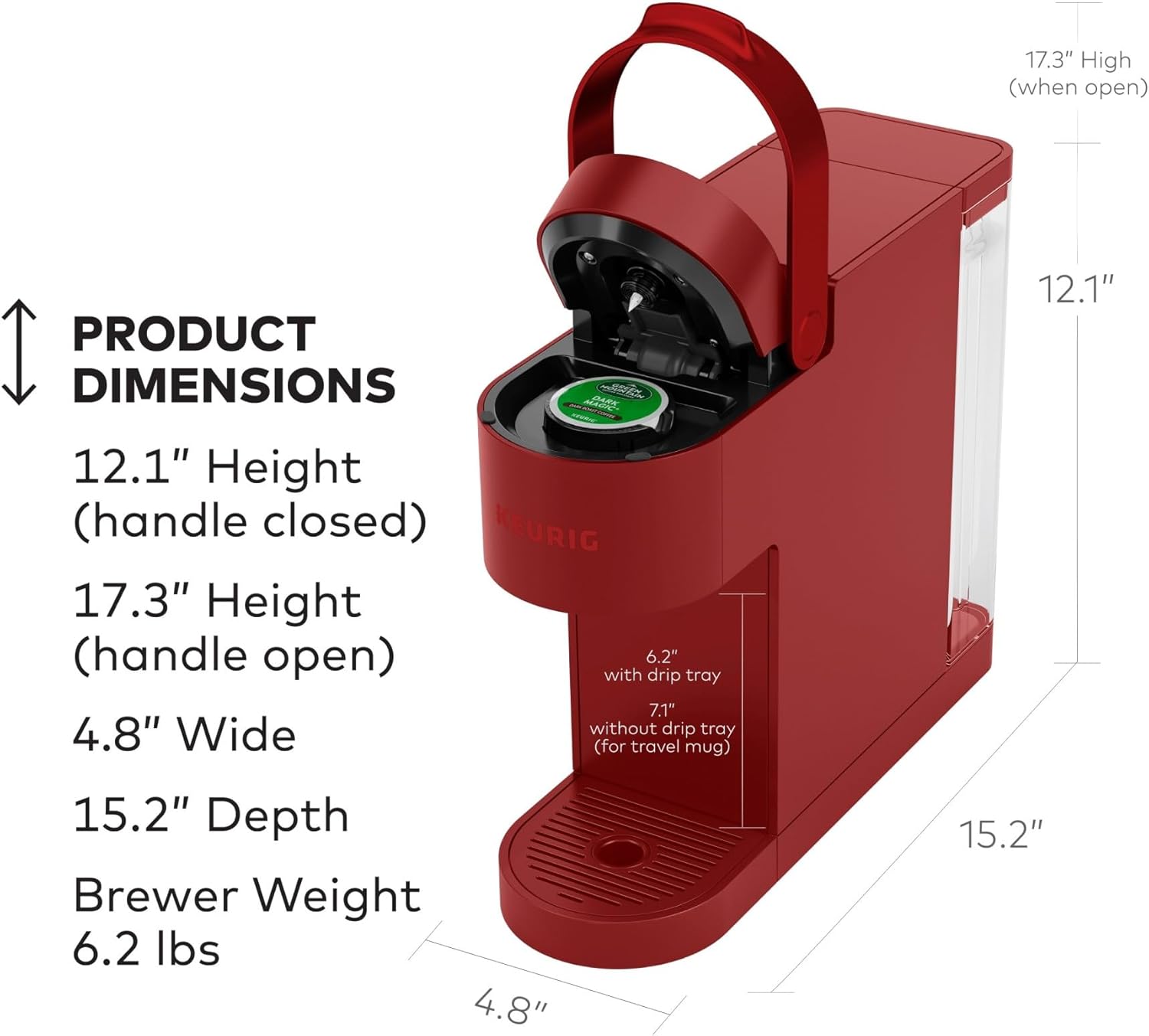Keurig K-Slim Single Serve K-Cup Pod Coffee Maker, Multistream Technology, 3 Brew Sizes, Slim and Sleek Design, 46oz Removable Reservoir, Black