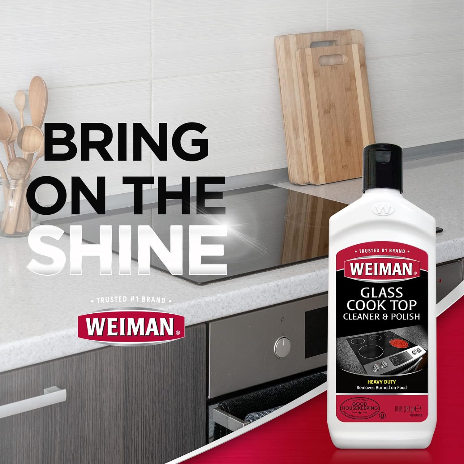 Weiman Non-Abrasive, No Scratch Induction Glass Ceramic Stove Cooktop Heavy Duty Cleaner and Polish, 20 Ounce