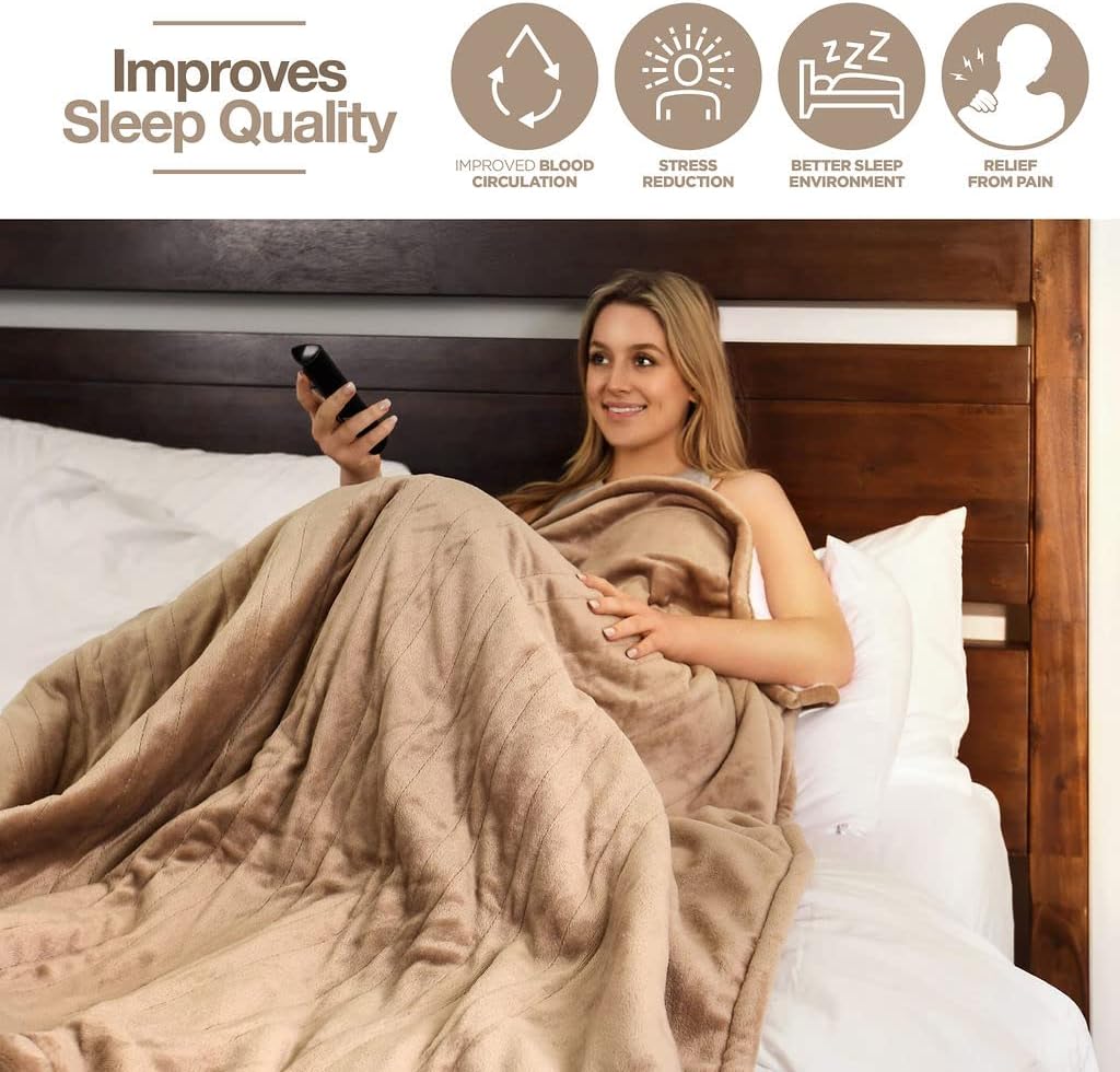 Medical king Heated Blanket, Machine Washable Extremely Soft & Comfortable Electric Blanket Throw Fast Heating with Hand Controller 10 Heating Settings & auto Shut-Off (Gray, 50 x 60)