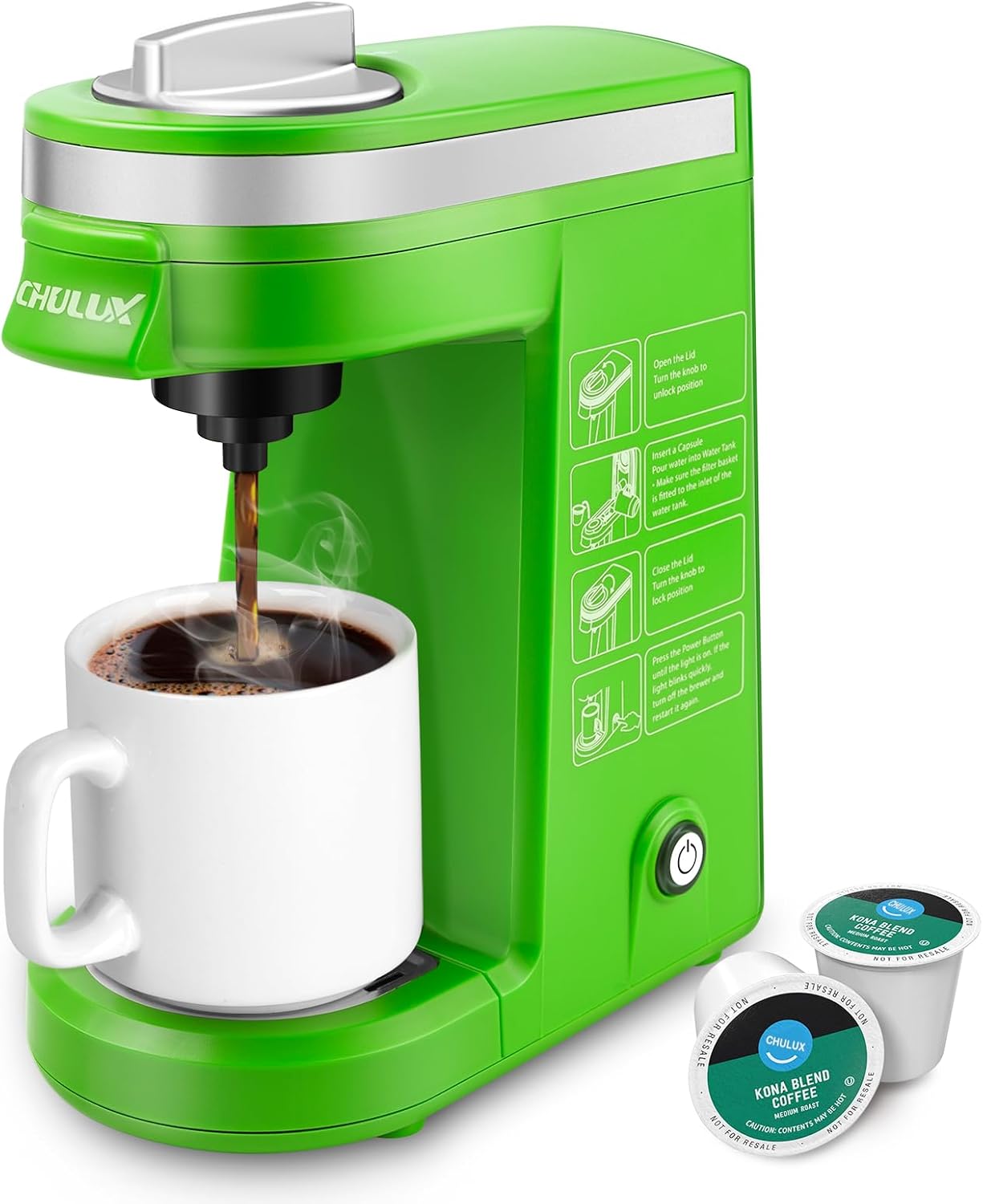 CHULUX Single Serve Coffee Maker for K Capsule and Ground Coffee, Single Cup Coffee Machine, Black