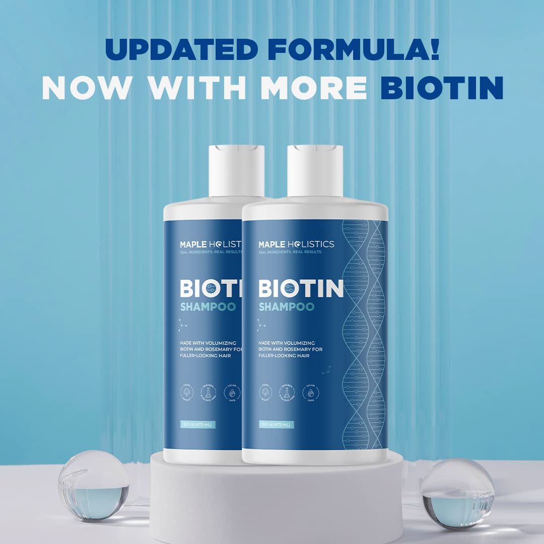 Rosemary and Biotin Shampoo for Thinning Hair - Vegan Volumizing Shampoo for Fine Hair with Argan and Tea Tree Oil - Paraben Silicone and Sulfate Free Shampoo for Dry Damaged Weak and Thin Hair Care