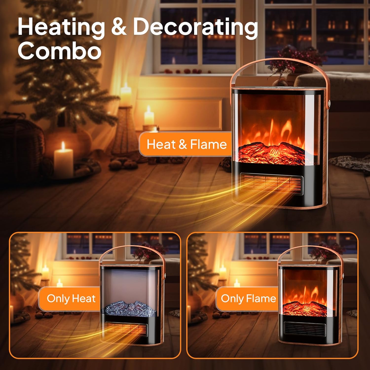 ROVSUN 1500W Electric Fireplace Stove, 22.4