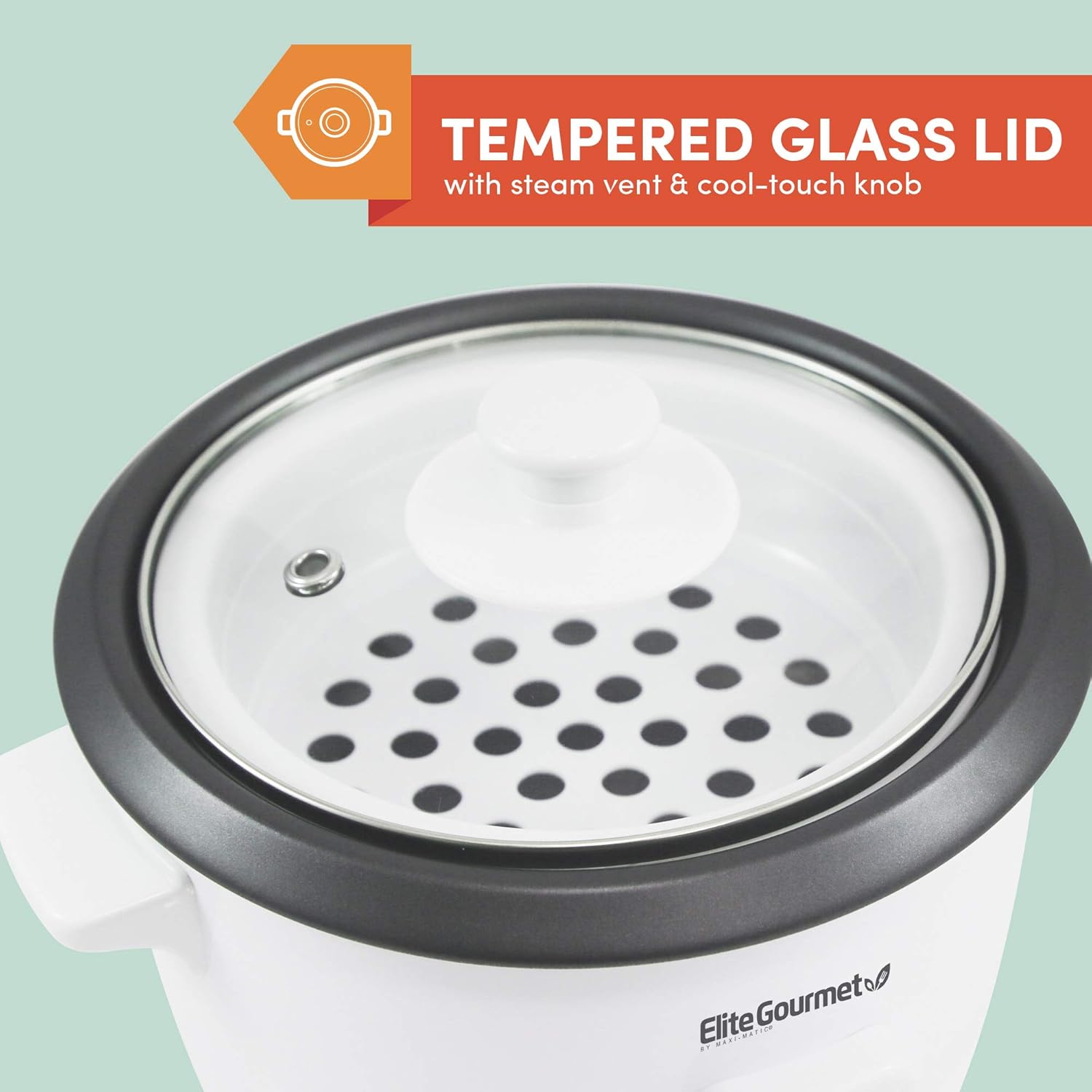Elite Gourmet ERC-003 Electric Rice Cooker with Automatic Keep Warm Makes Soups, Stews, Grains, Hot Cereals, White, 6 Cups Cooked (3 Cups Uncooked)