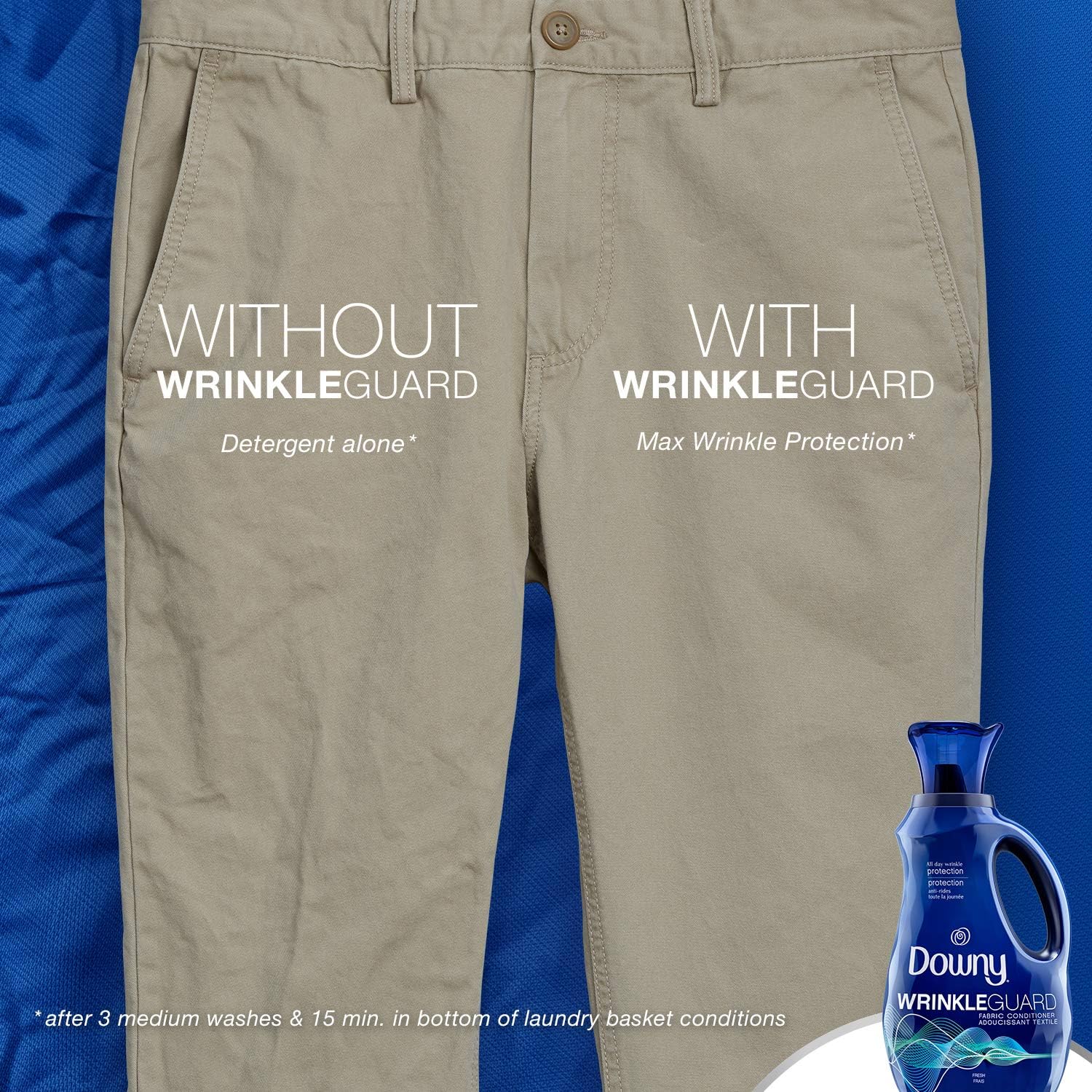 Downy WrinkleGuard Liquid Fabric Softener and Conditioner, Fresh, 48 fl oz 48 Loads, Pack of 2