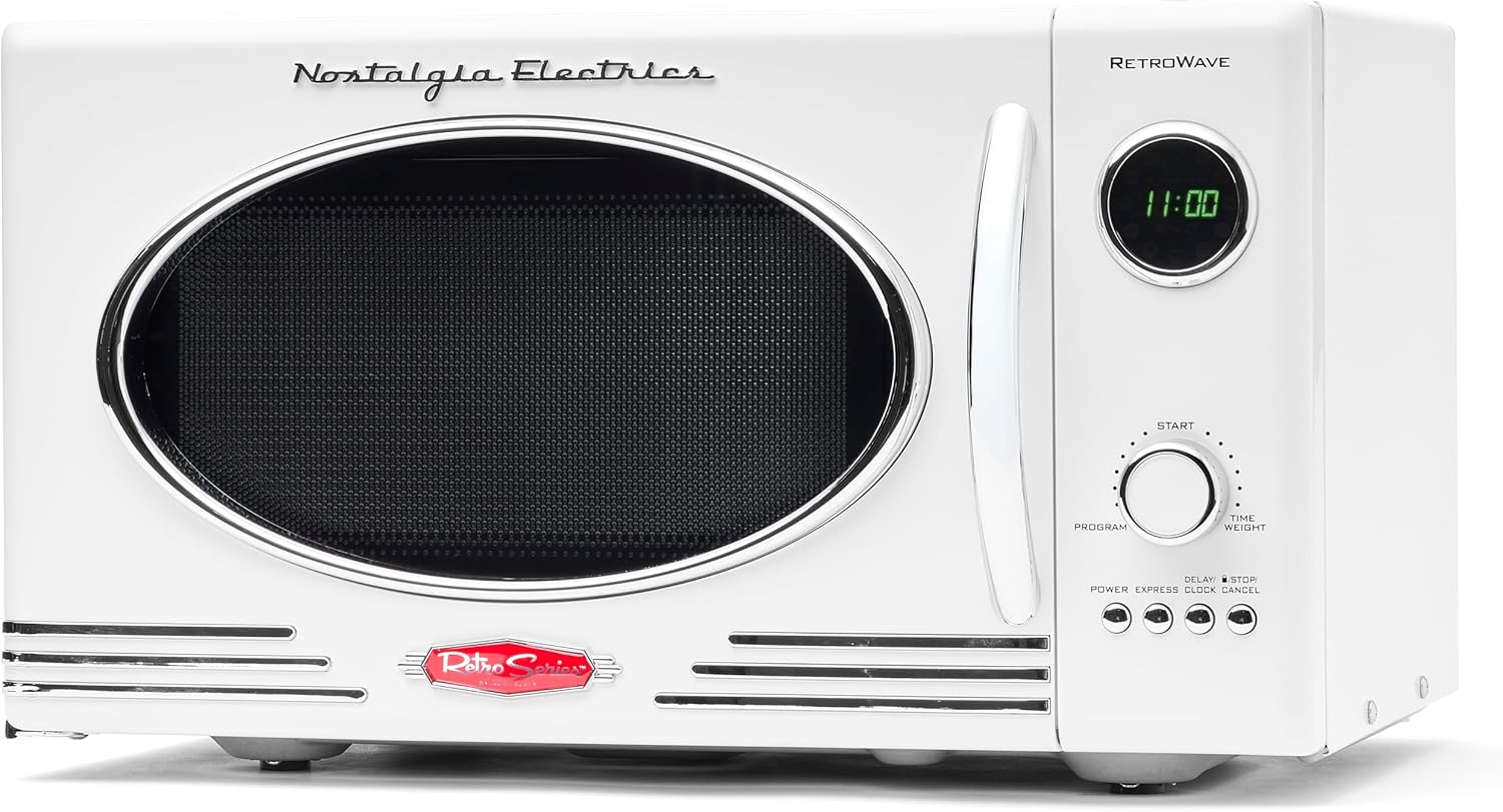 Nostalgia Retro Compact Countertop Microwave Oven - 0.7 Cu. Ft. - 700-Watts with LED Digital Display - Child Lock - Easy Clean Interior - Aqua