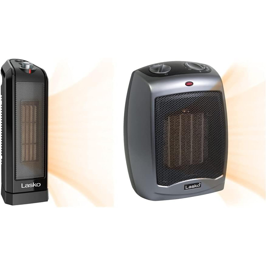 Lasko Oscillating Ceramic Space Heater for Home with Overheat Protection, Thermostat, and 3 Speeds, 15.7 Inches, Black, 1500W, CT16450, Small, 4 Pounds