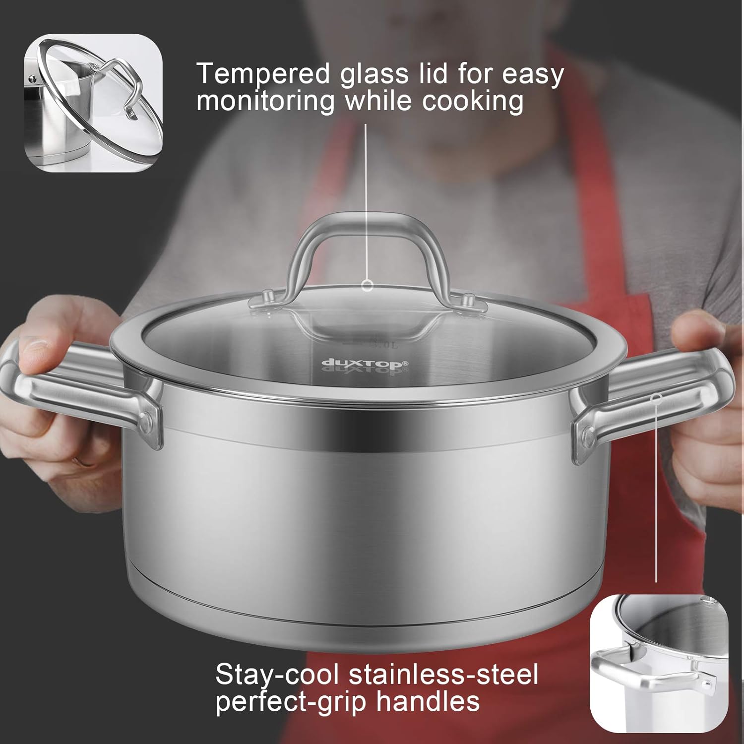 Duxtop Portable Induction Cooktop, Countertop Burner Induction Hot Plate with LCD Sensor Touch 1800 Watts, Silver 9600LS/BT-200DZ