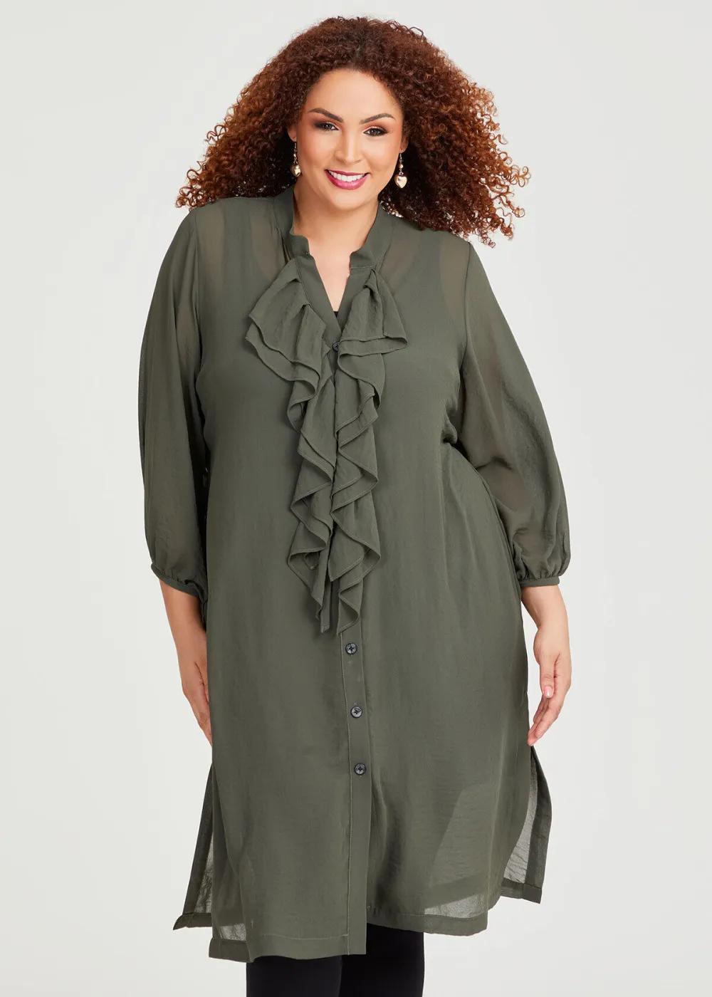 Chiffon Mia Ruffle Neck Shirt