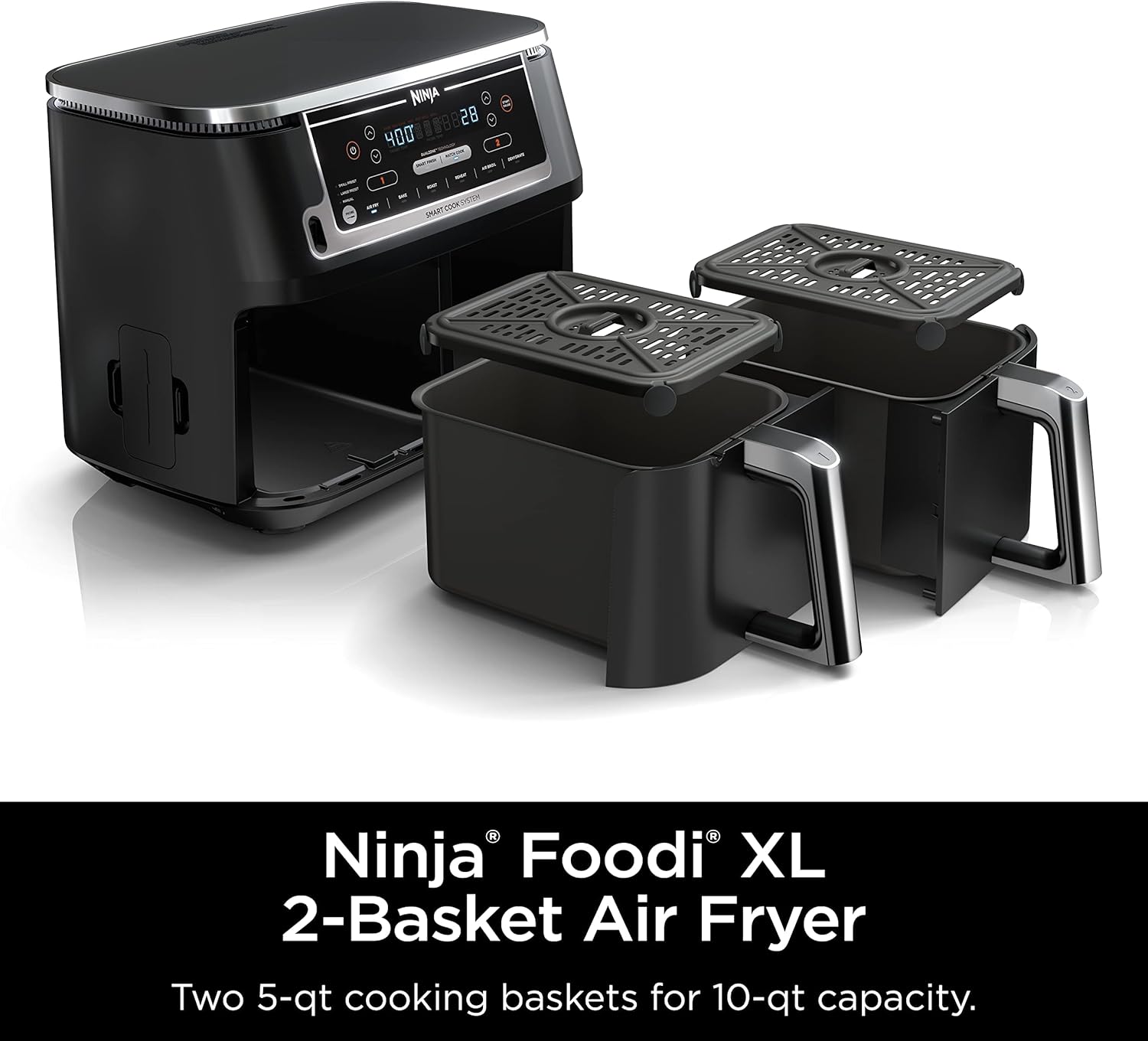 Ninja Air Fryer, Thermometer, Roast, Bake, Air Fry, Crisps, Broil, Reheats, Keep Warm, 10-in-1, Fries, Frozen Food, Veggies, and Meat, Quick Meals, Healthy Meals, Less Oil