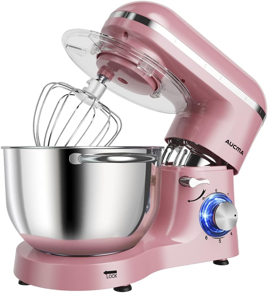 Aucma Stand Mixer,6.5-QT 660W 6-Speed Tilt-Head Food Mixer, Kitchen Electric Mixer with Dough Hook, Wire Whip & Beater (6.5QT, Black)