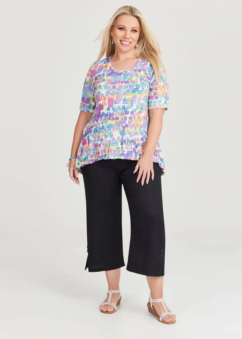 Peplum Bamboo Foil Crush Top