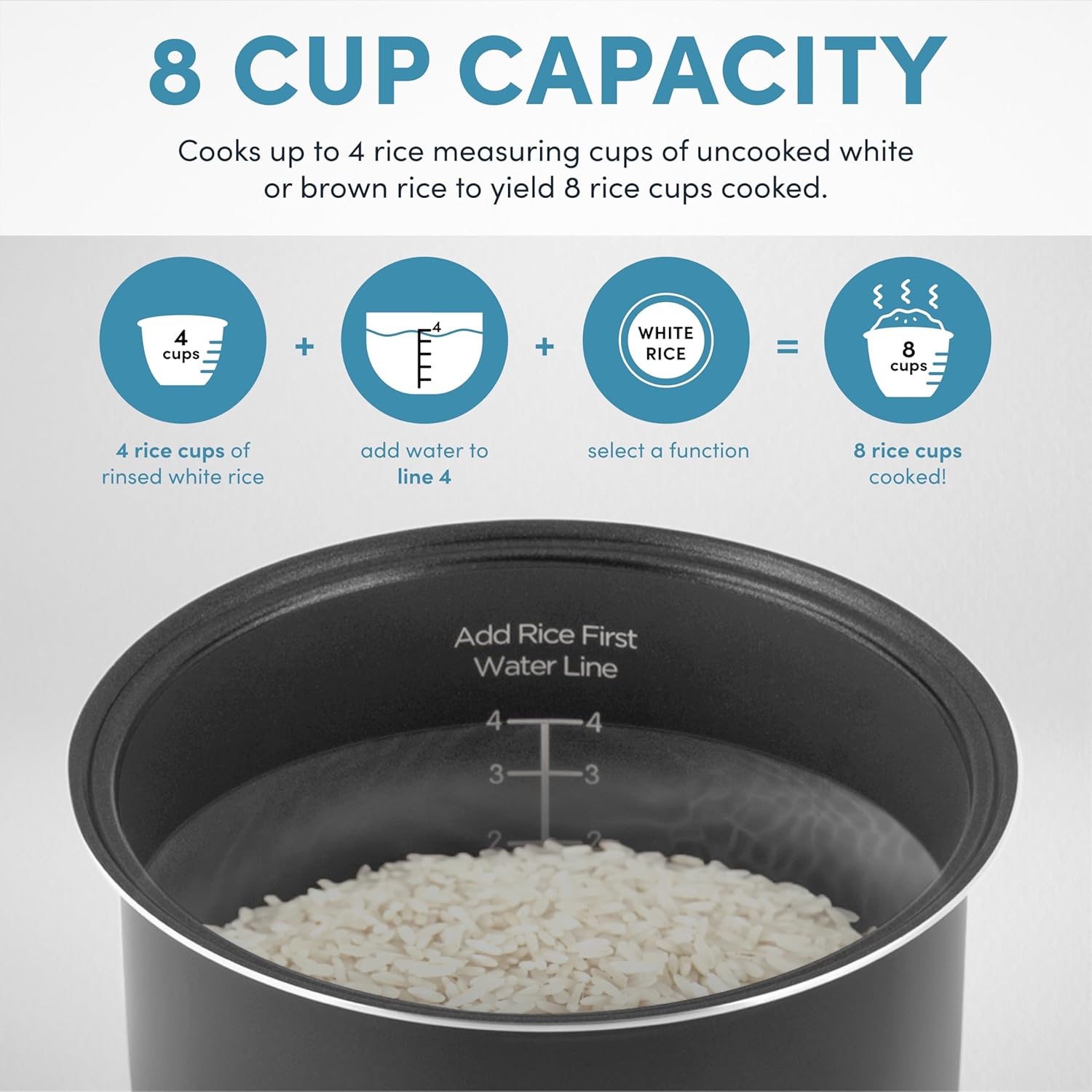 AROMA Digital Rice Cooker, 4-Cup (Uncooked) / 8-Cup (Cooked), Steamer, Grain Cooker, Multicooker, 2 Qt, Stainless Steel Exterior, ARC-914SBD