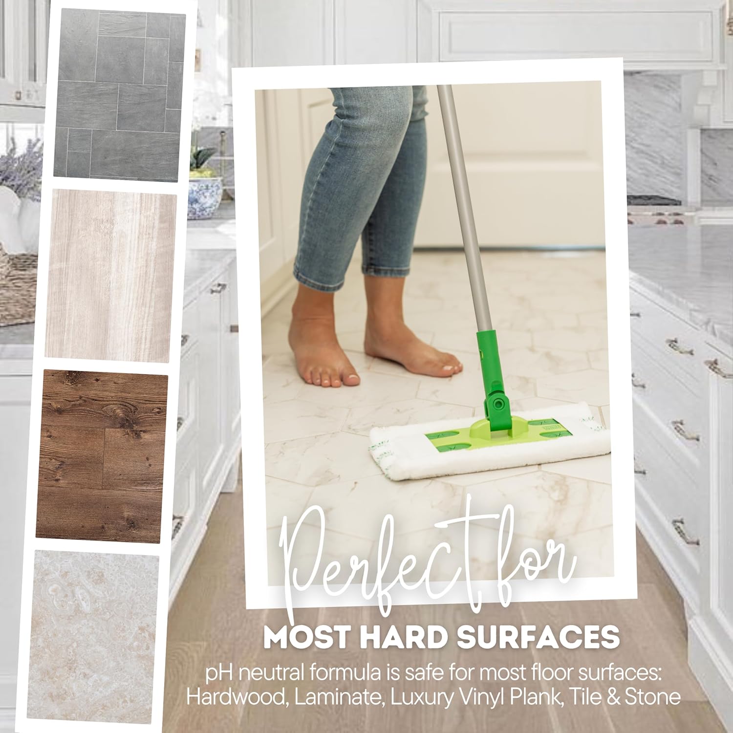 Quick Shine Multi Surface Floor Finish 64oz | Cleaner & Polish to use on Hardwood, Laminate, Luxury Vinyl Plank LVT, Tile & Stone