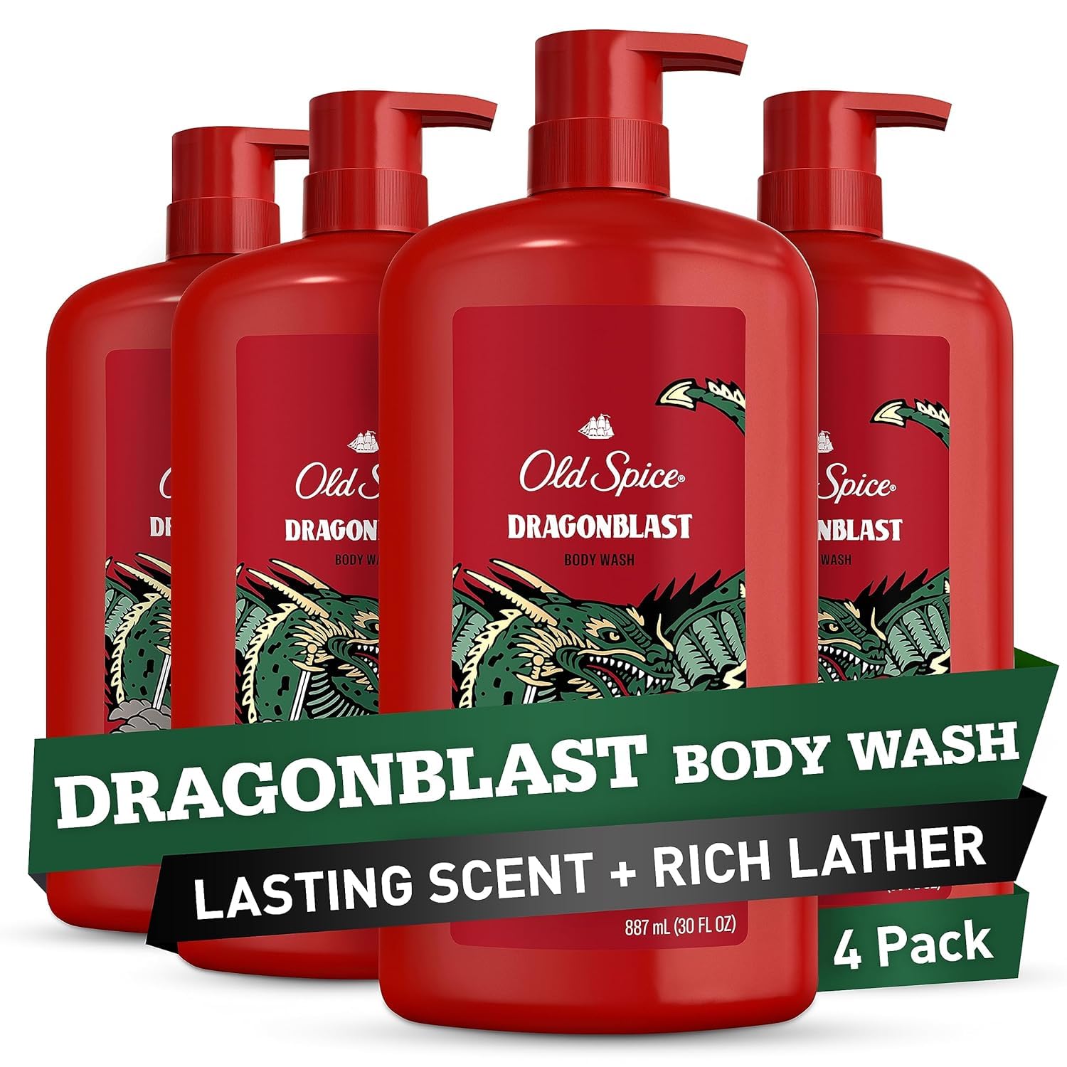 Old Spice Body Wash for Men, 24/7 Shower Fresh with Lasting Scent, Red Collection, Swagger with Cedarwood Scent, 24 fl oz (Pack of 2)