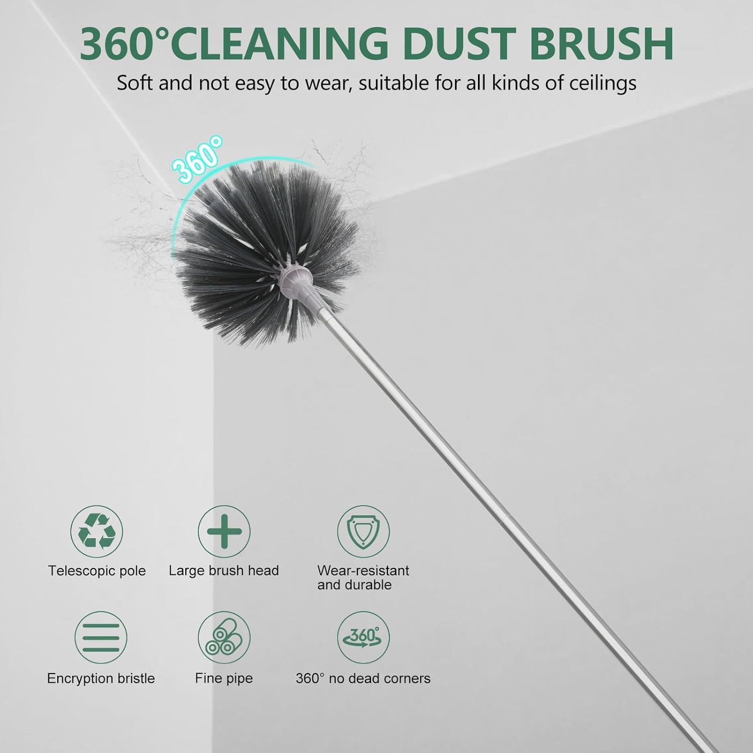 SetSail Extra-Long Dusters with Extension Pole 100-inch for Cleaning, Bendable Microfiber Head Washable Ceiling Fan Duster for High Ceilings, Furniture