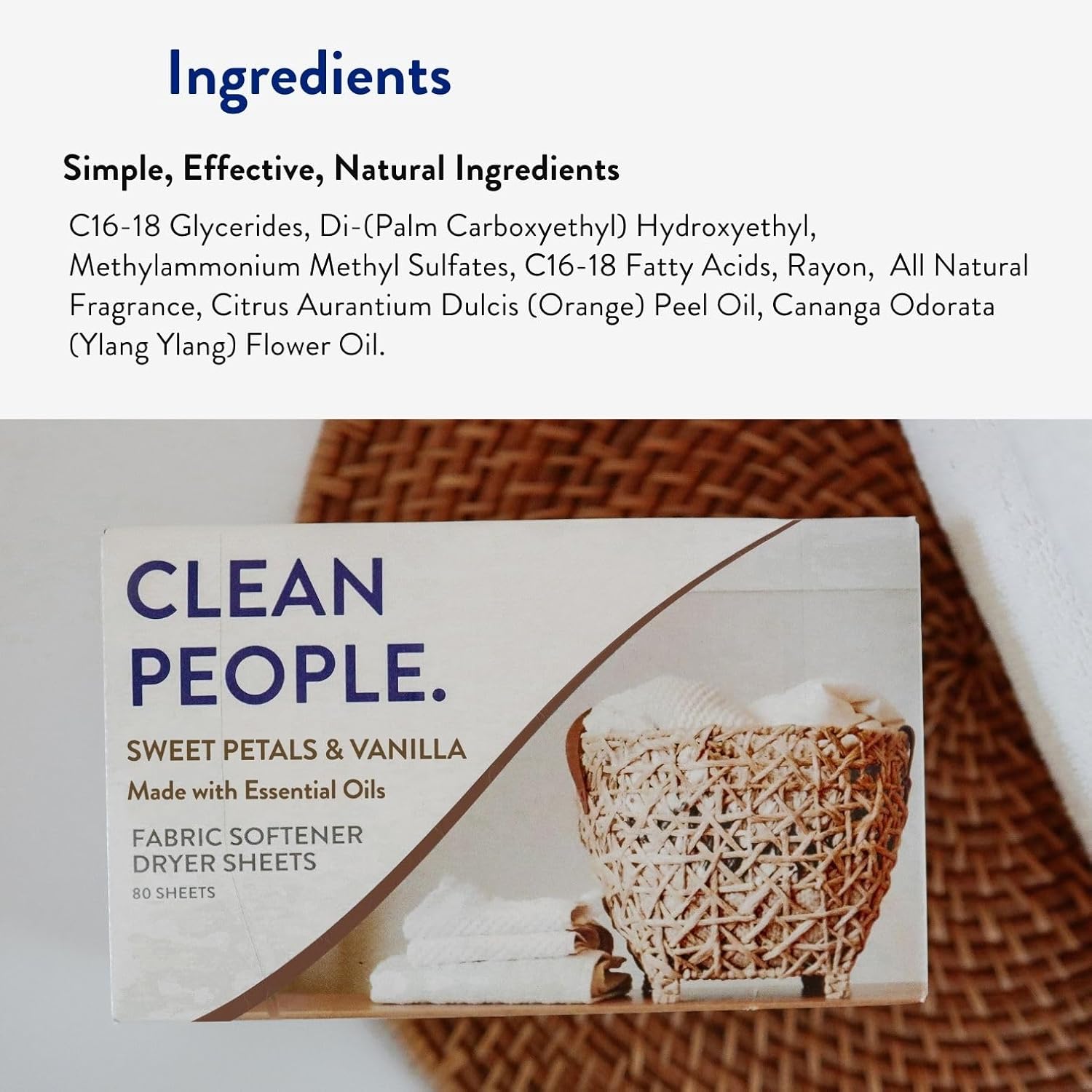 The Clean People Fabric Softener Sheets - Dryer Sheets - Softens & Removes Static Cling - Vegan Laundry Softener With Essential Oils - Fresh Scent, 120 Pack